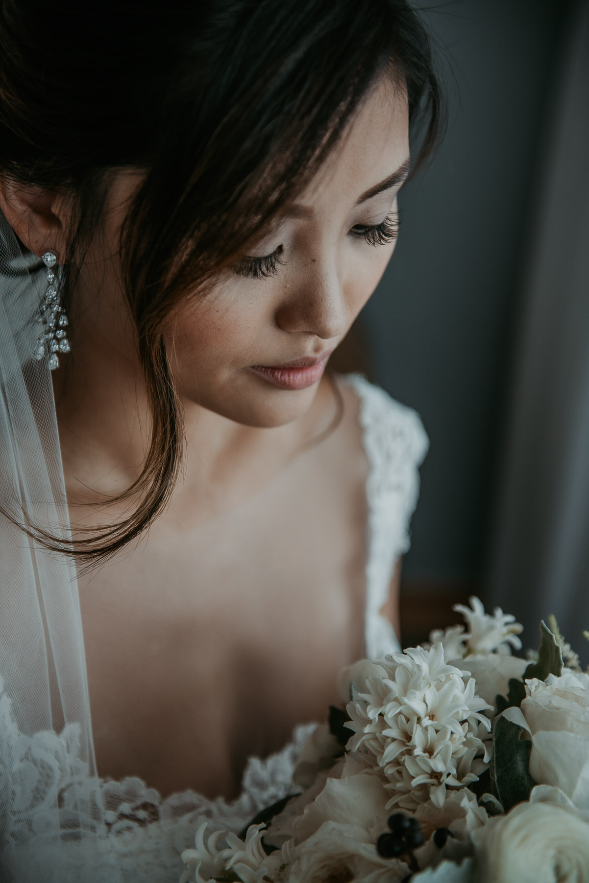 Close-up of Annie’s bridal hair and makeup at La Concha Resort.