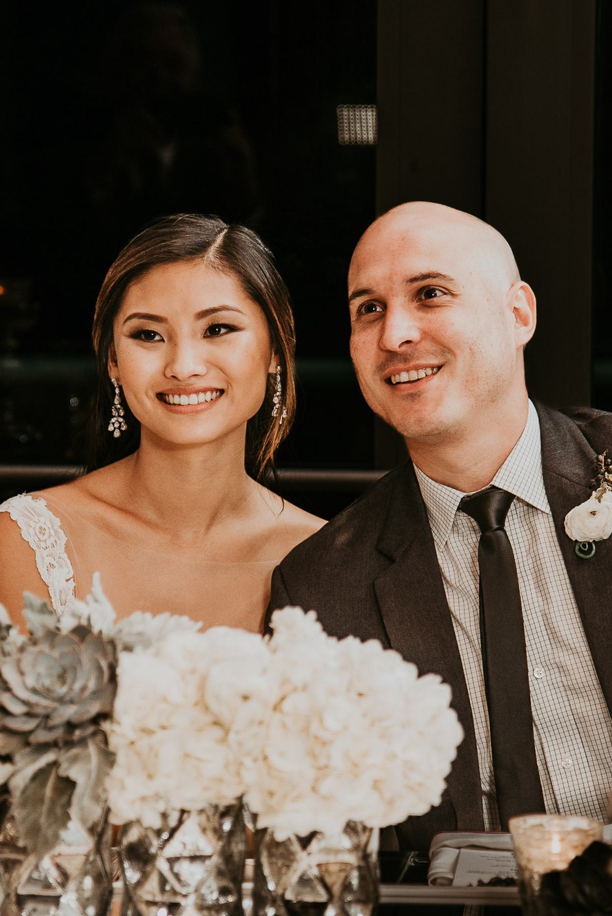 Bride and groom during toast at Salon Indigo at La Concha Wedding.