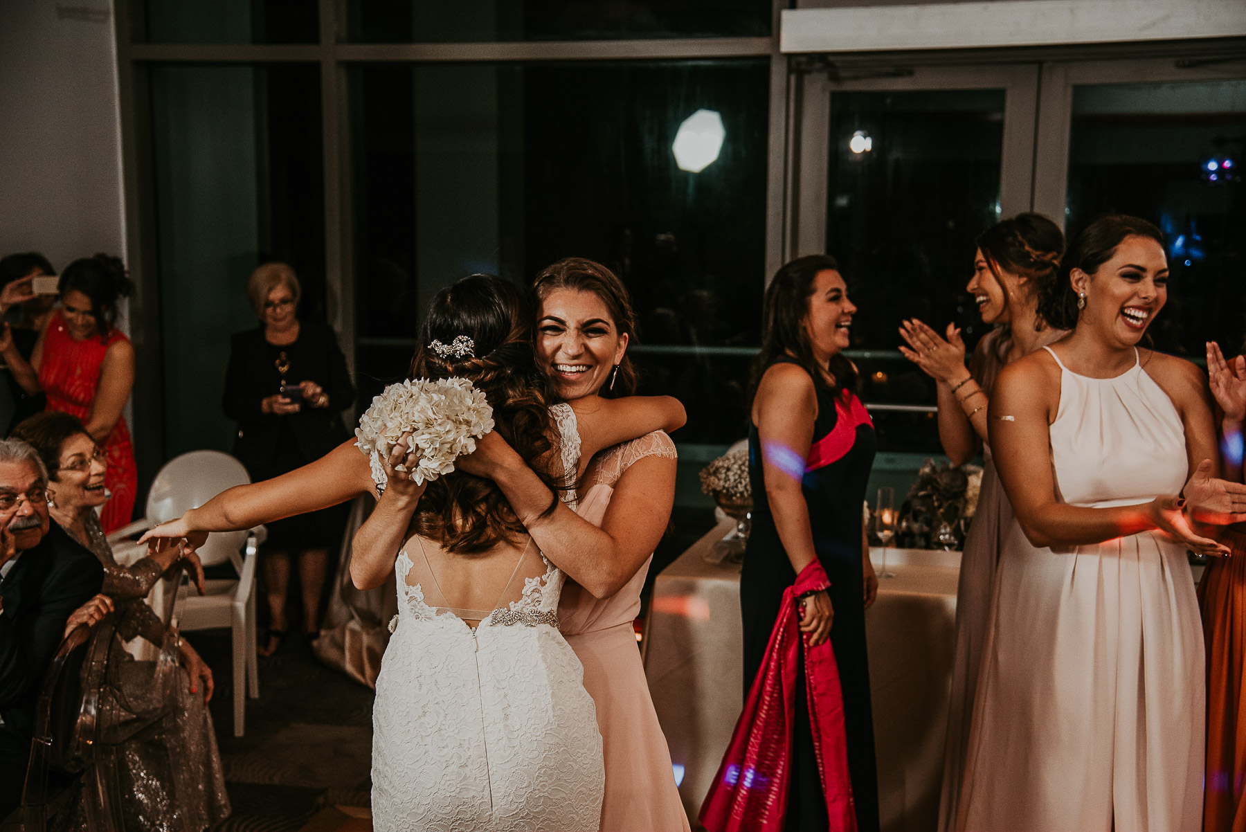 Bouquet toss at Salon Indigo at La Concha Wedding.