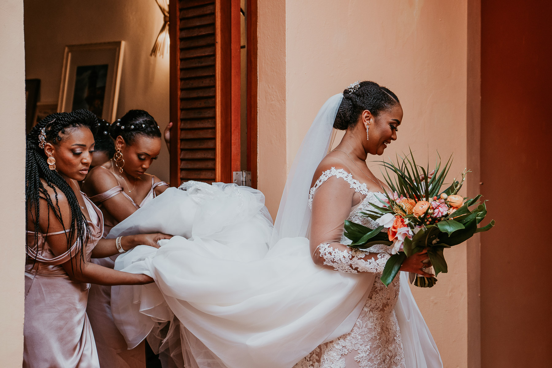 Old San Juan Airbnb Wedding Preparations: Bride Getting Ready