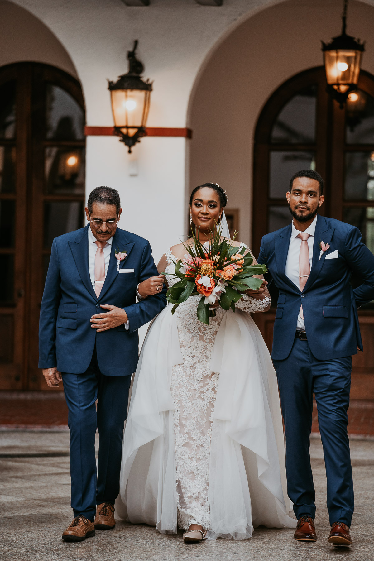 Casa de España Wedding Ceremony: Bride walking down the Isle