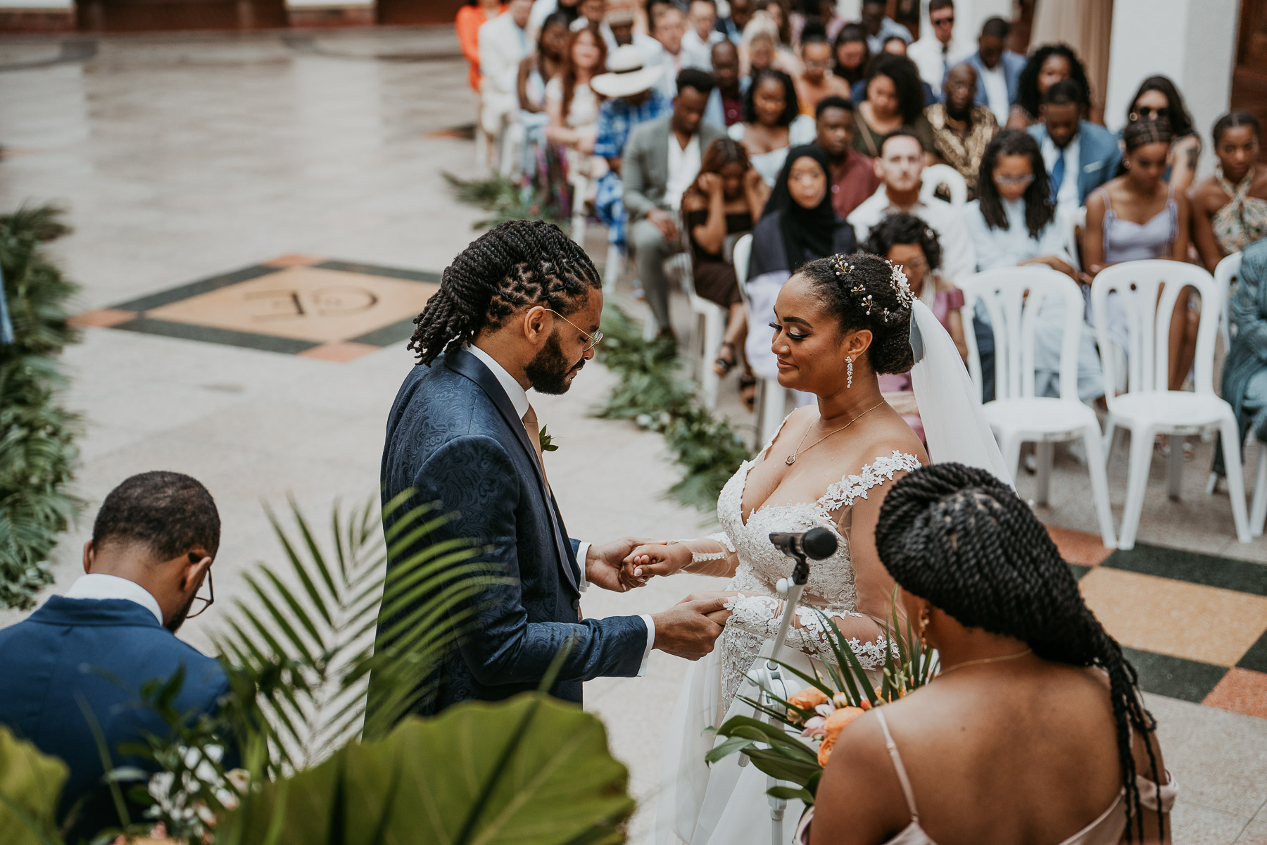 Casa de España Wedding Ceremony: Bride and Groom Exchange Vows