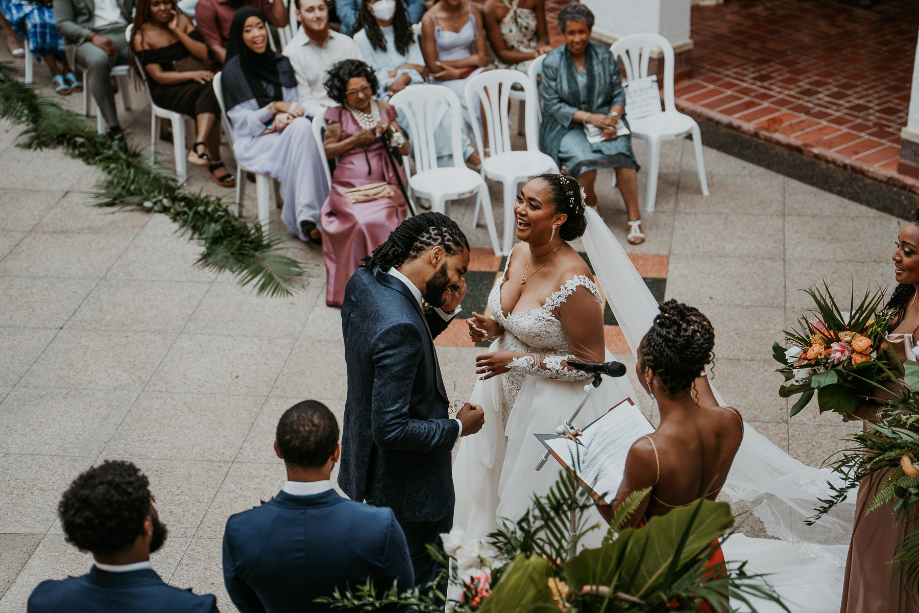 Casa de España Wedding Ceremony: Bride and Groom Exchange Vows