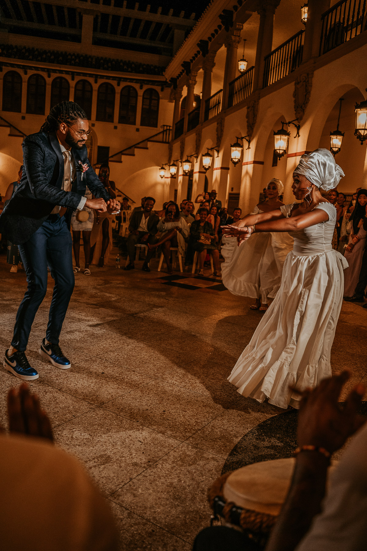 Energetic Bomba and Plena Dance Performance Lights Up the Casa de España Courtyard.