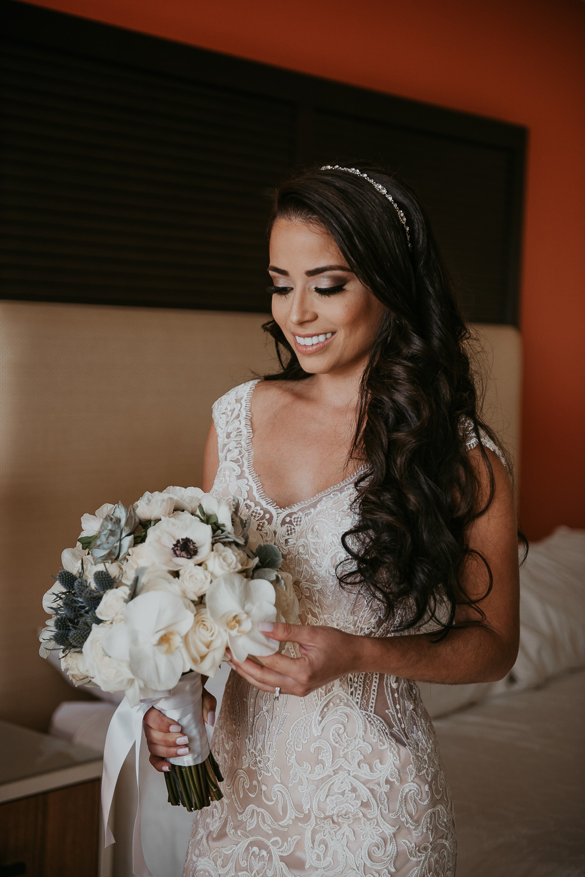 Bride getting ready for Casa de España Puerto Rico wedding