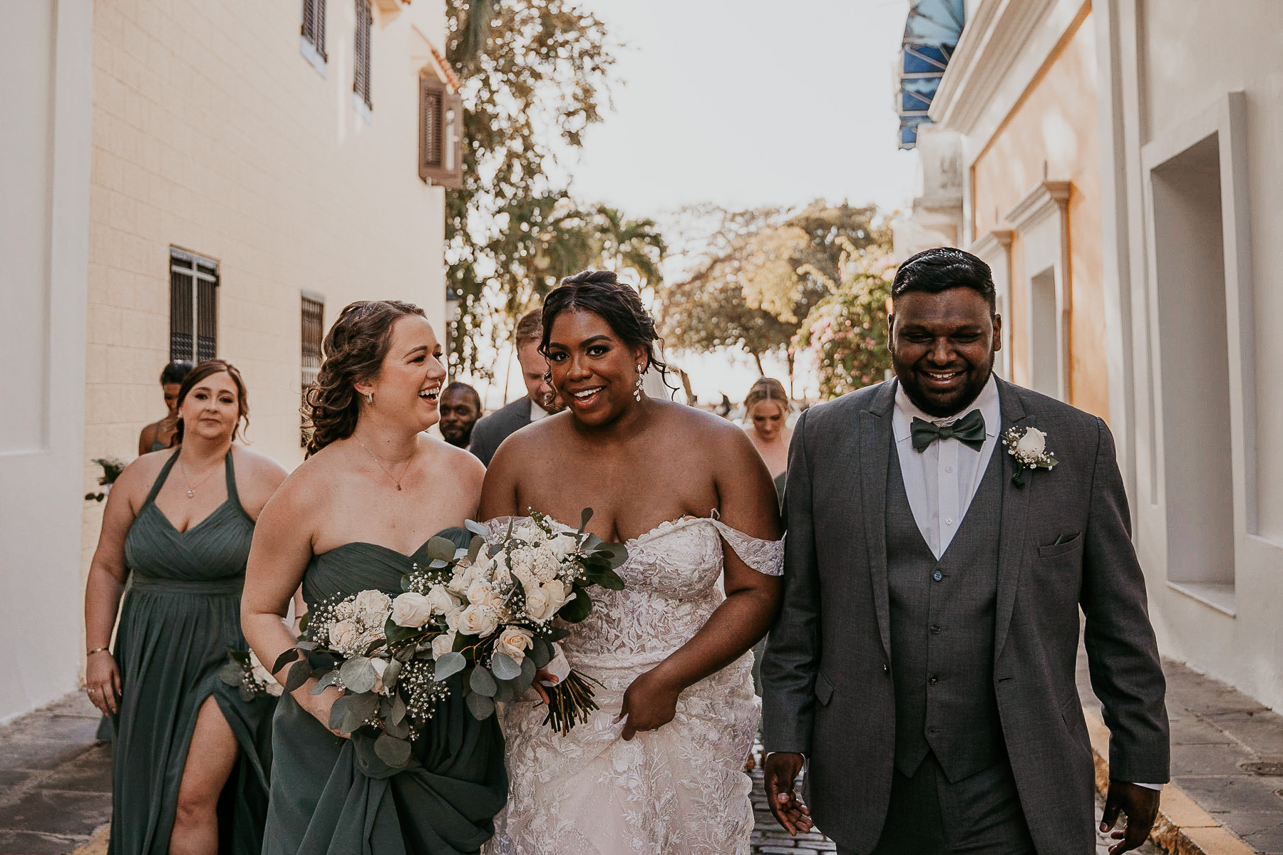 Wedding Party Celebrating a Multicultural Wedding at Hotel El Convento in Old San Juan 