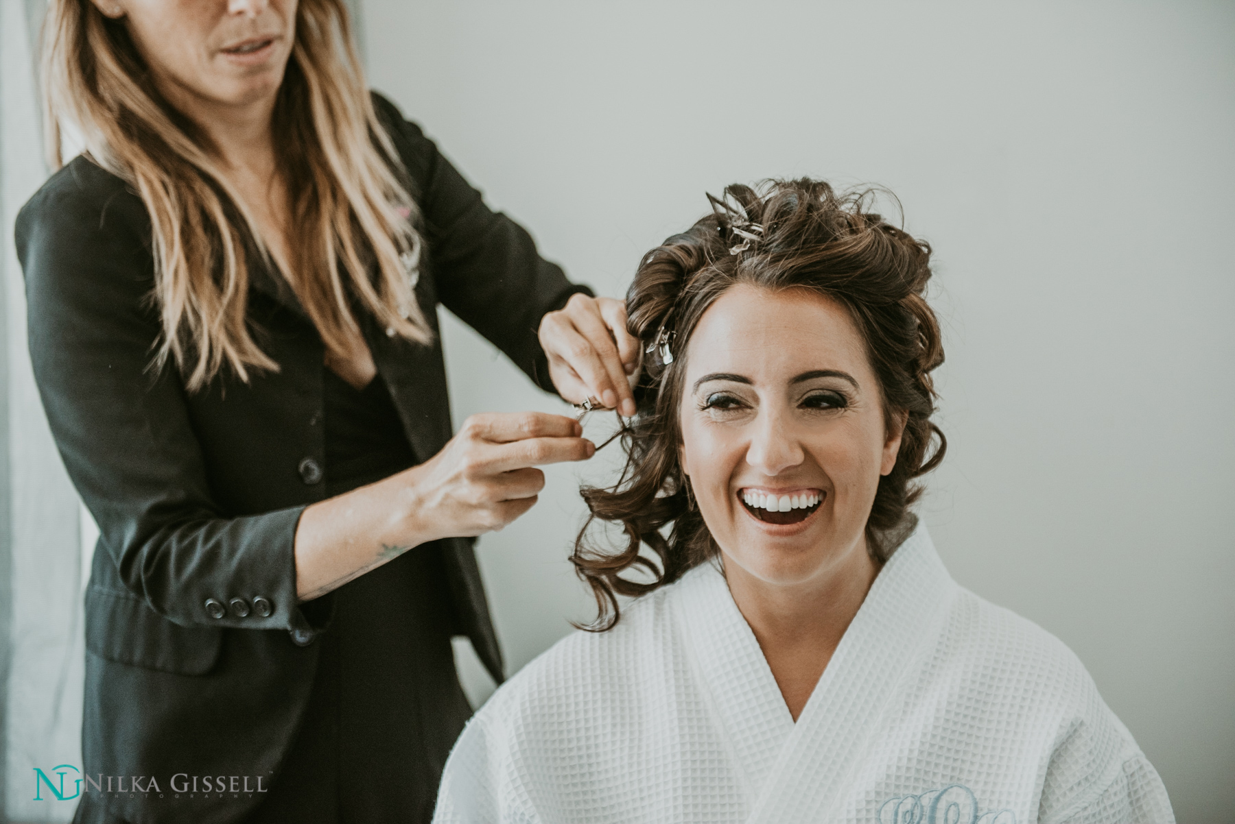 Bride getting hair and makeup done at La Concha Resort.