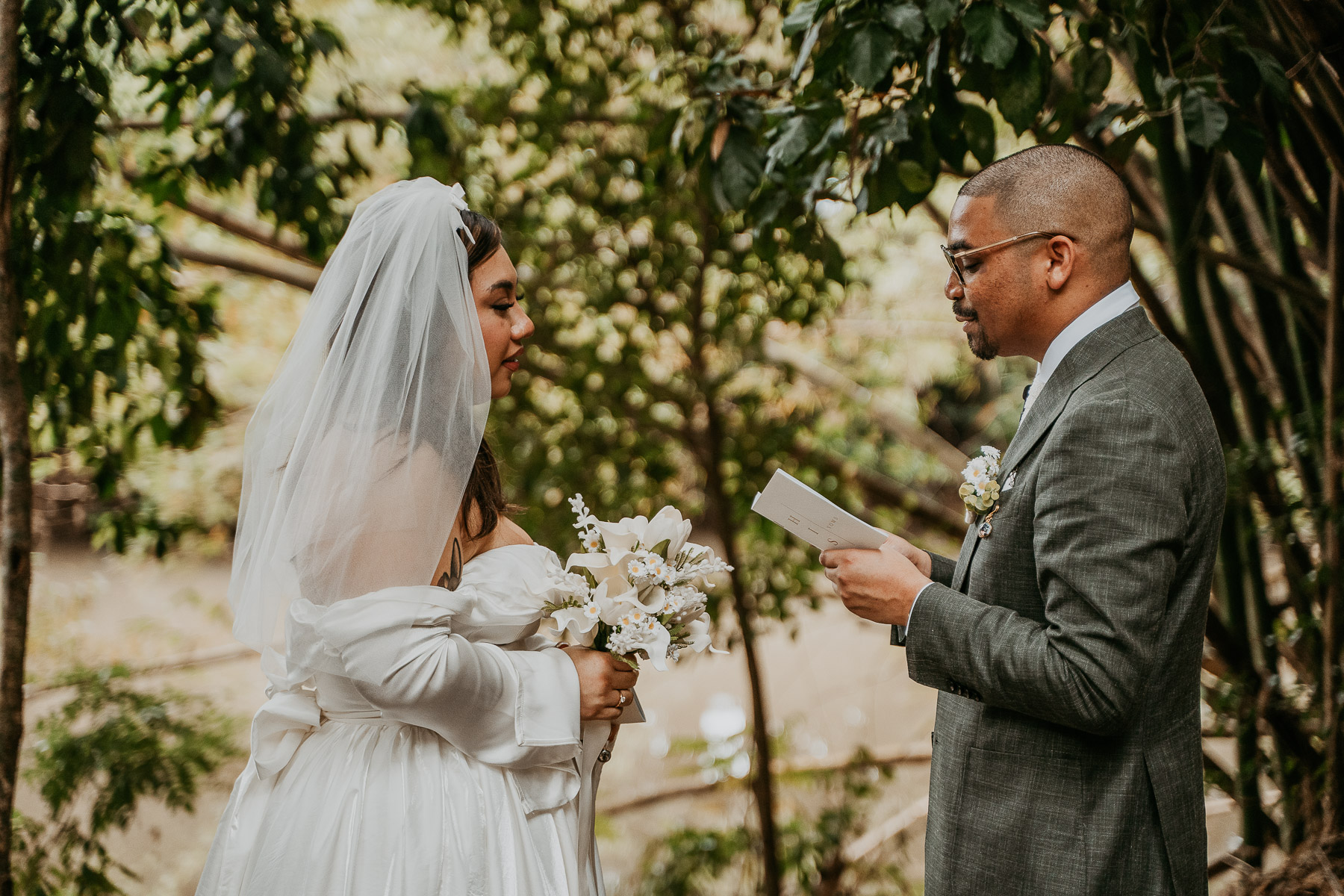 Bride and groom enjoying their ceremony at Dos Aguas Elopement.