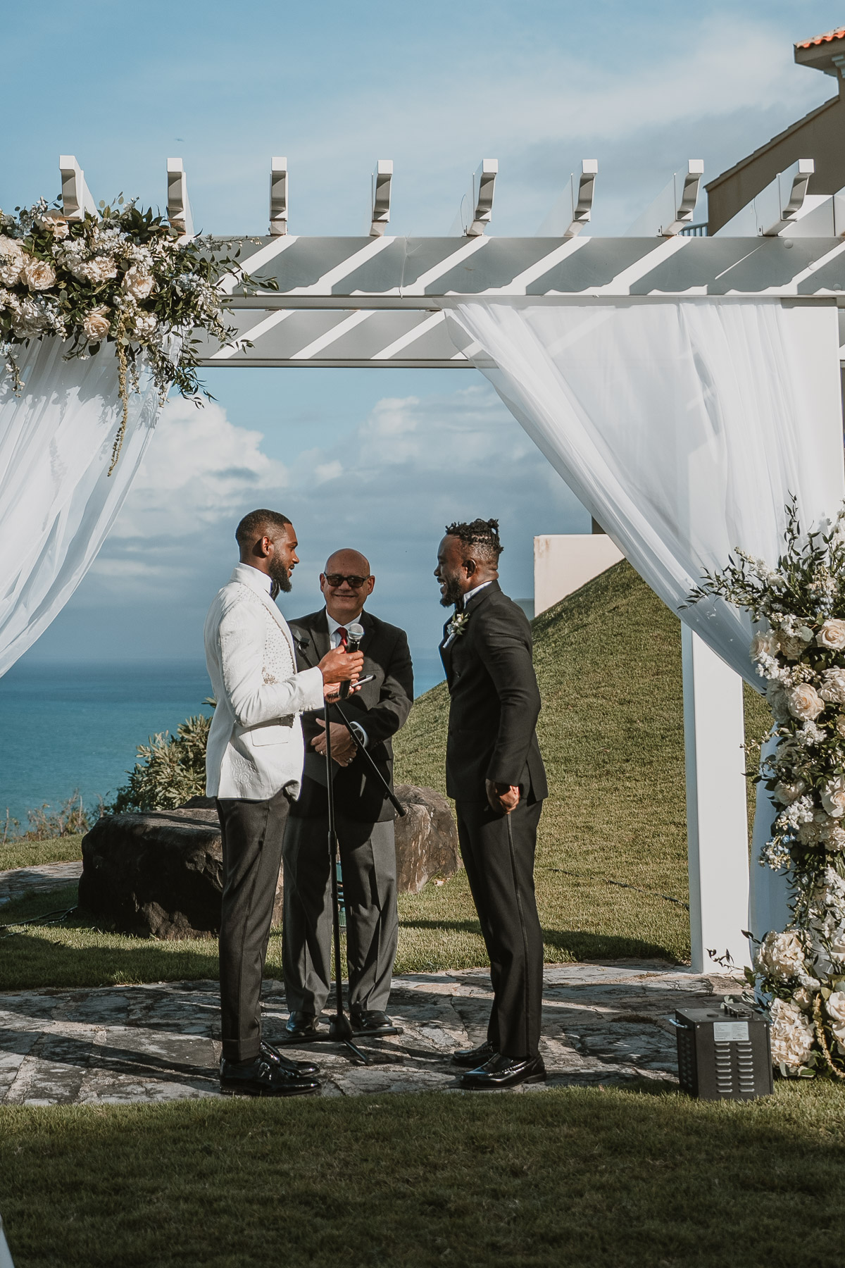 Couple exchanging vows during Fajardo destination wedding ceremony