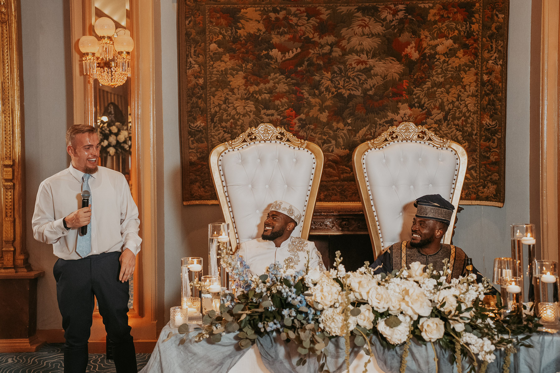 Emotional toast during small wedding reception at El Conquistador Resort