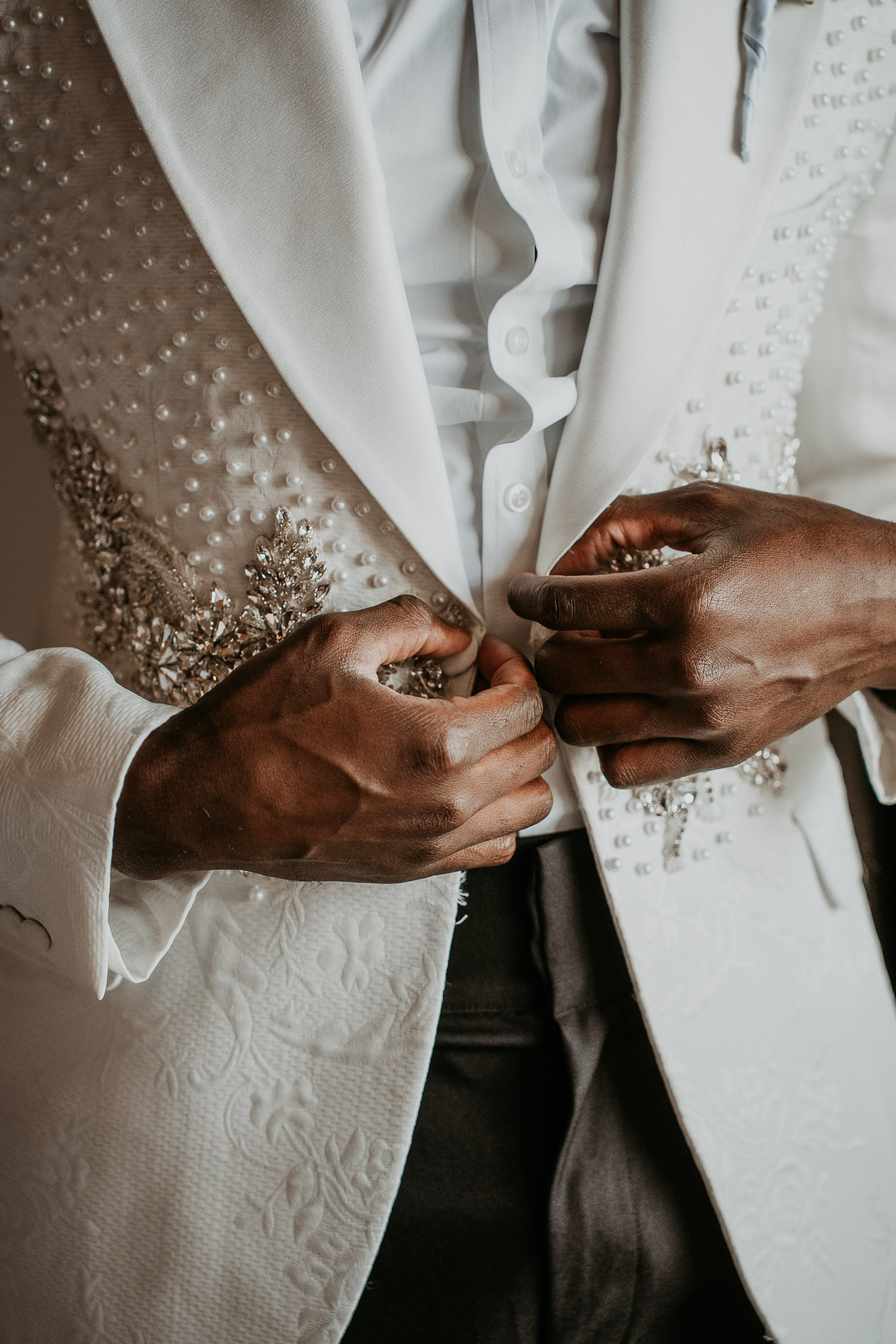 Close up portrait of groom preparing for wedding ceremony Puerto Rico