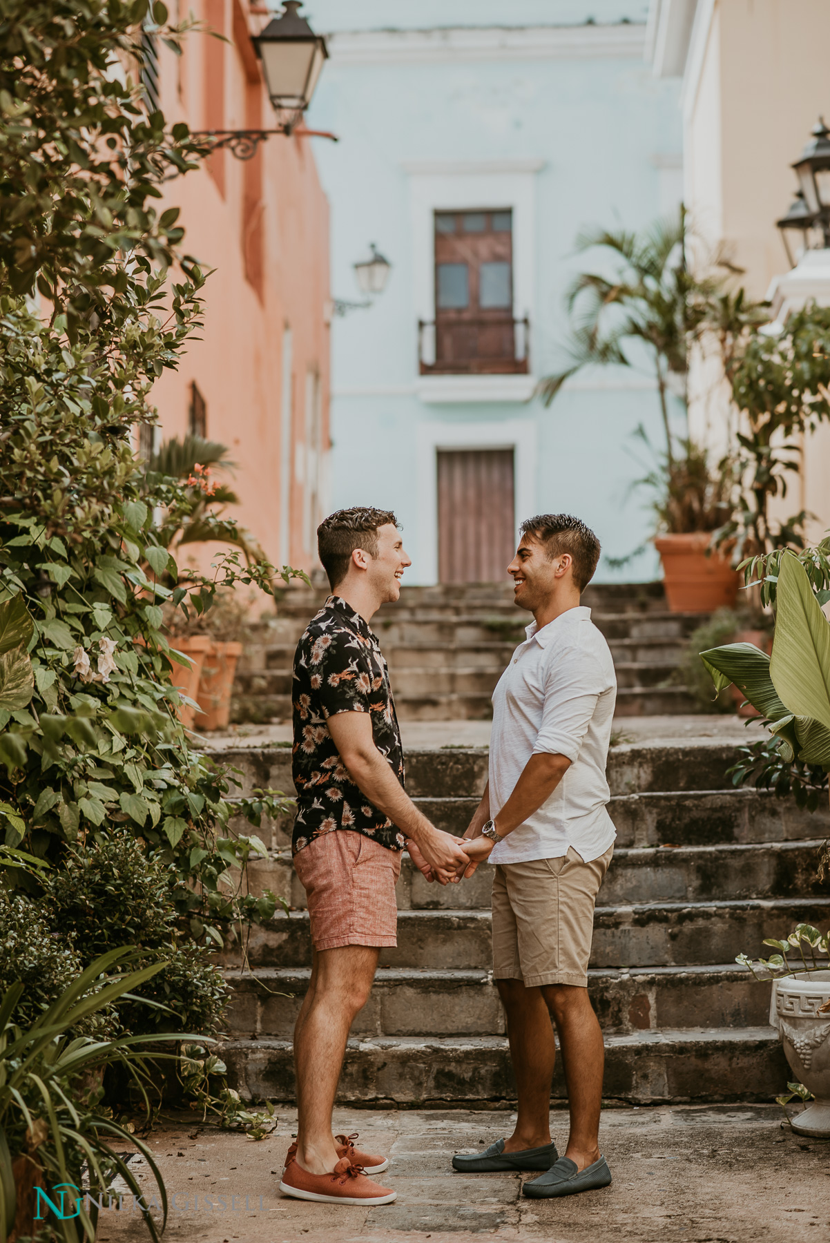 LGBTQ+ Couple at Callejón de las Monjas in Old San Juan.