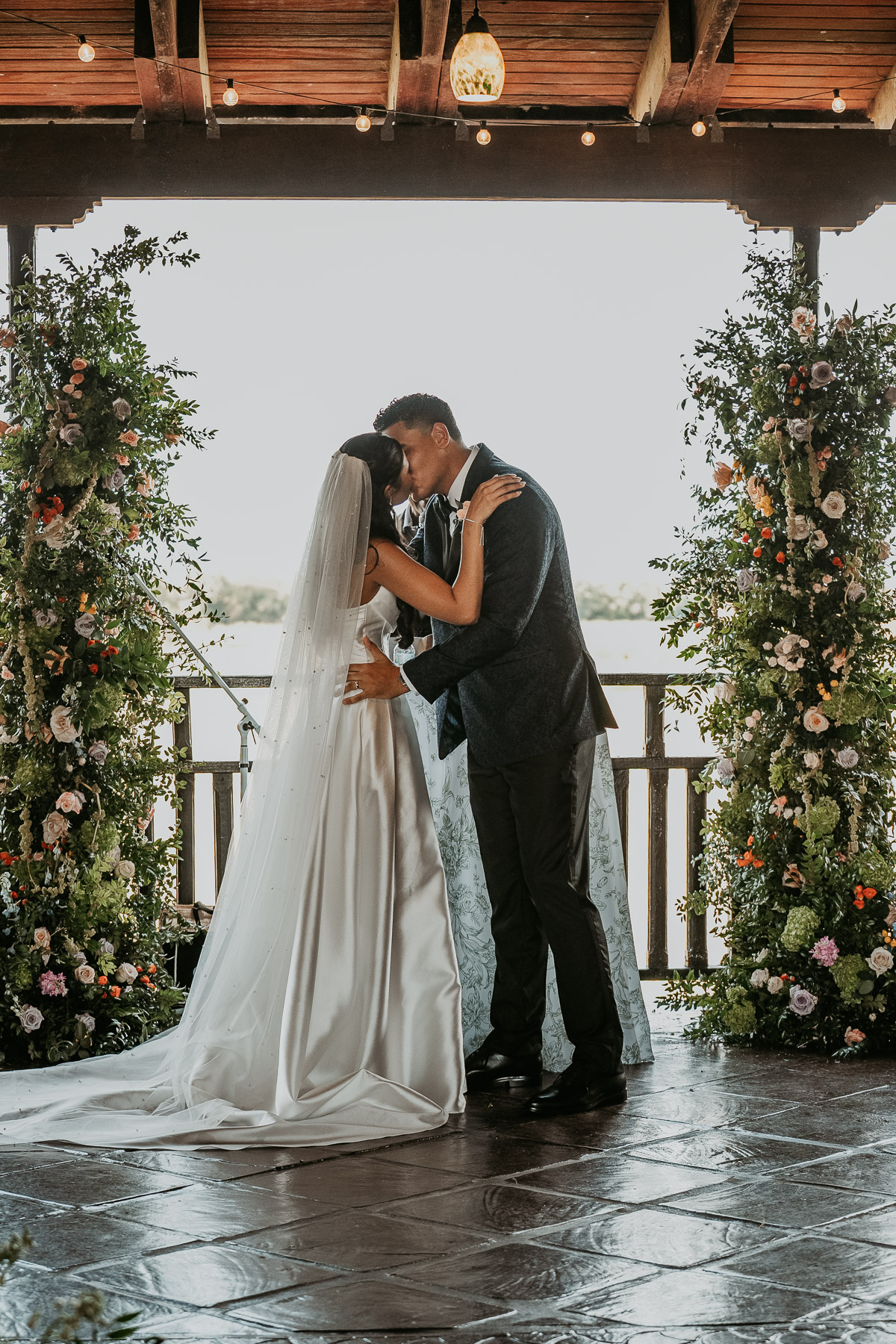 Wedding ceremony indoors at Hacienda Campo Rico.