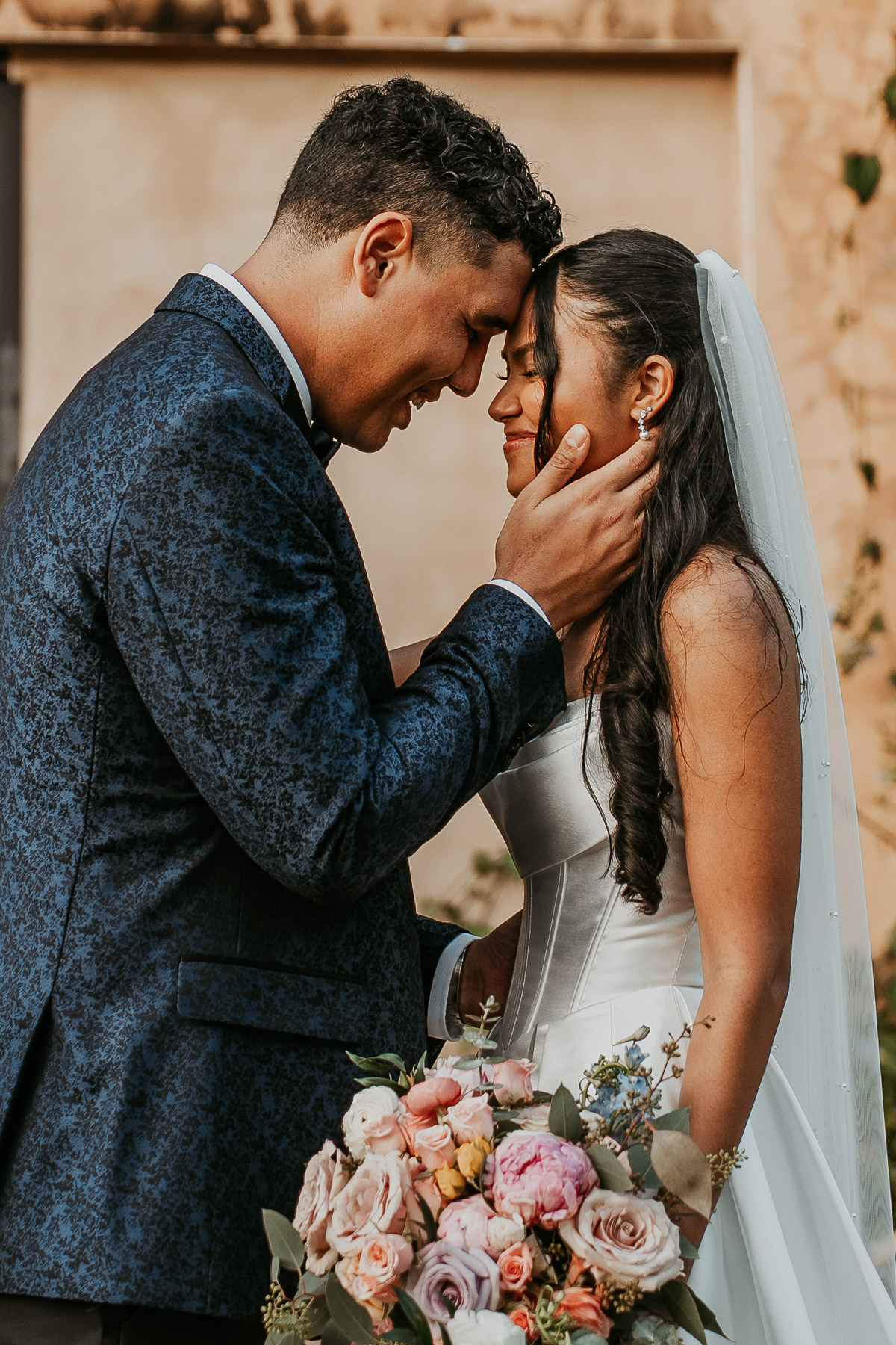 Bride and bride portraits with historic Caribbean hacienda architecture.