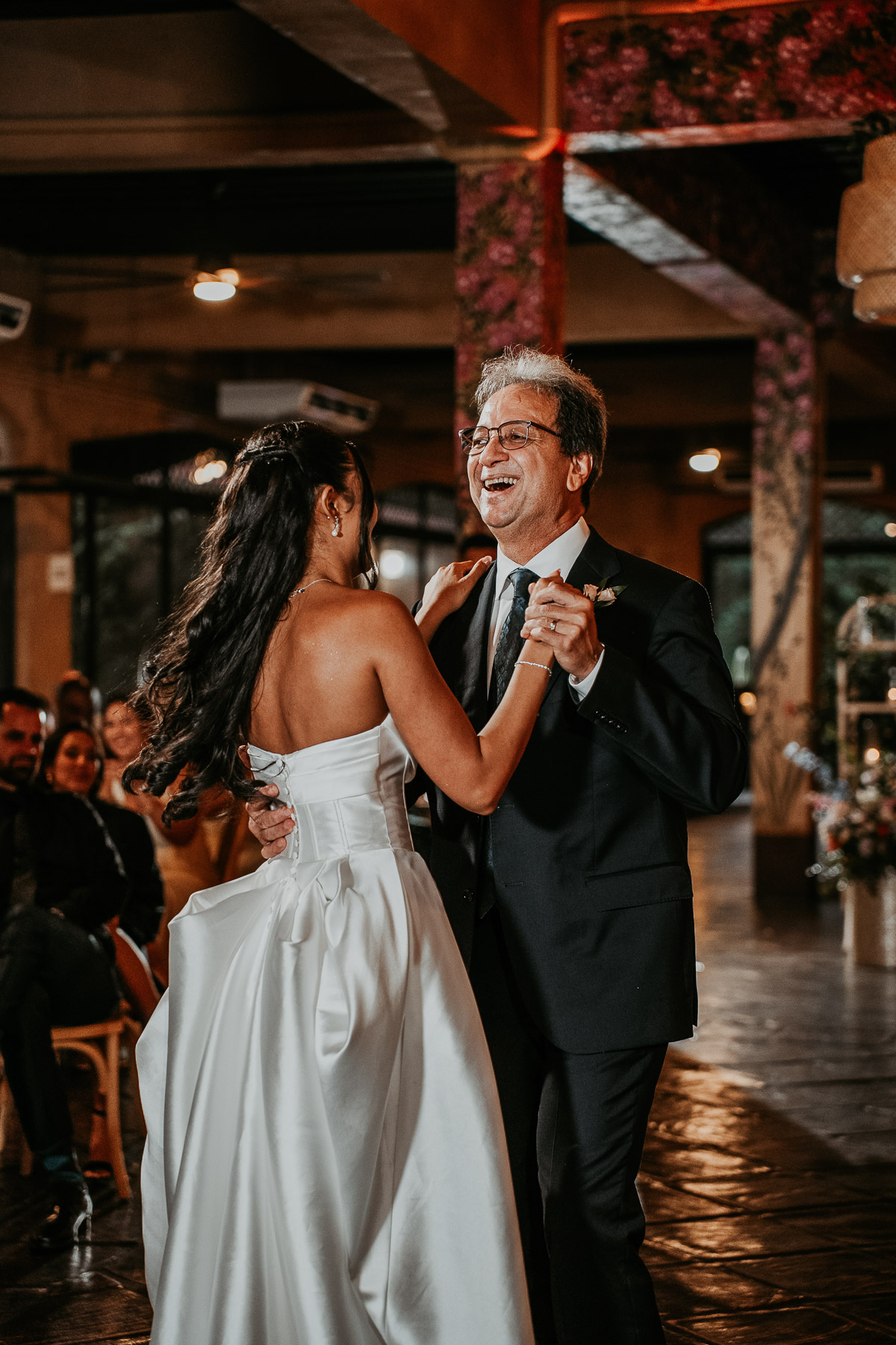 Father and daughter dance during reception at Hacienda Campo Rico.