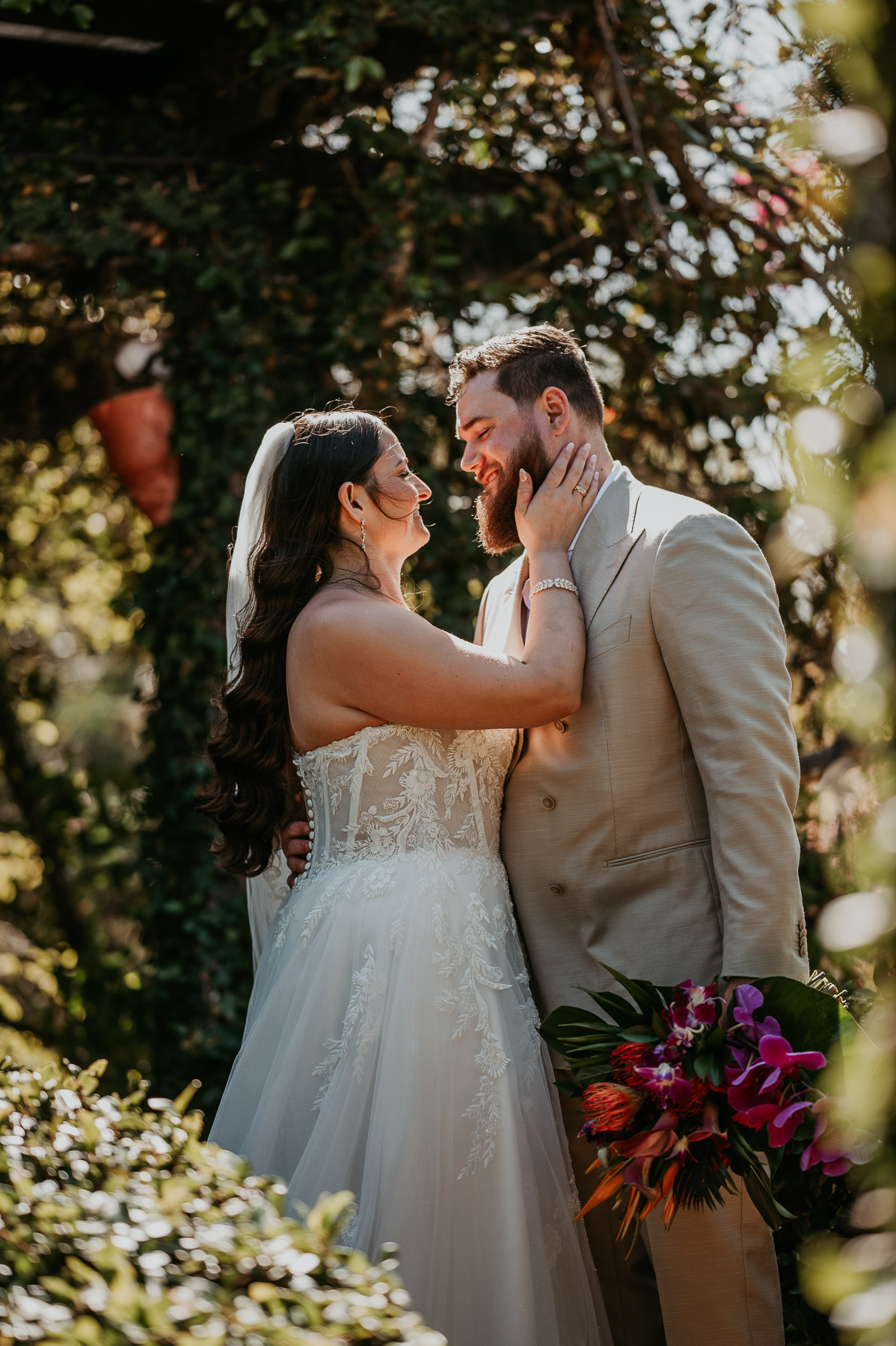 Couple sharing a quiet moment together during portraits