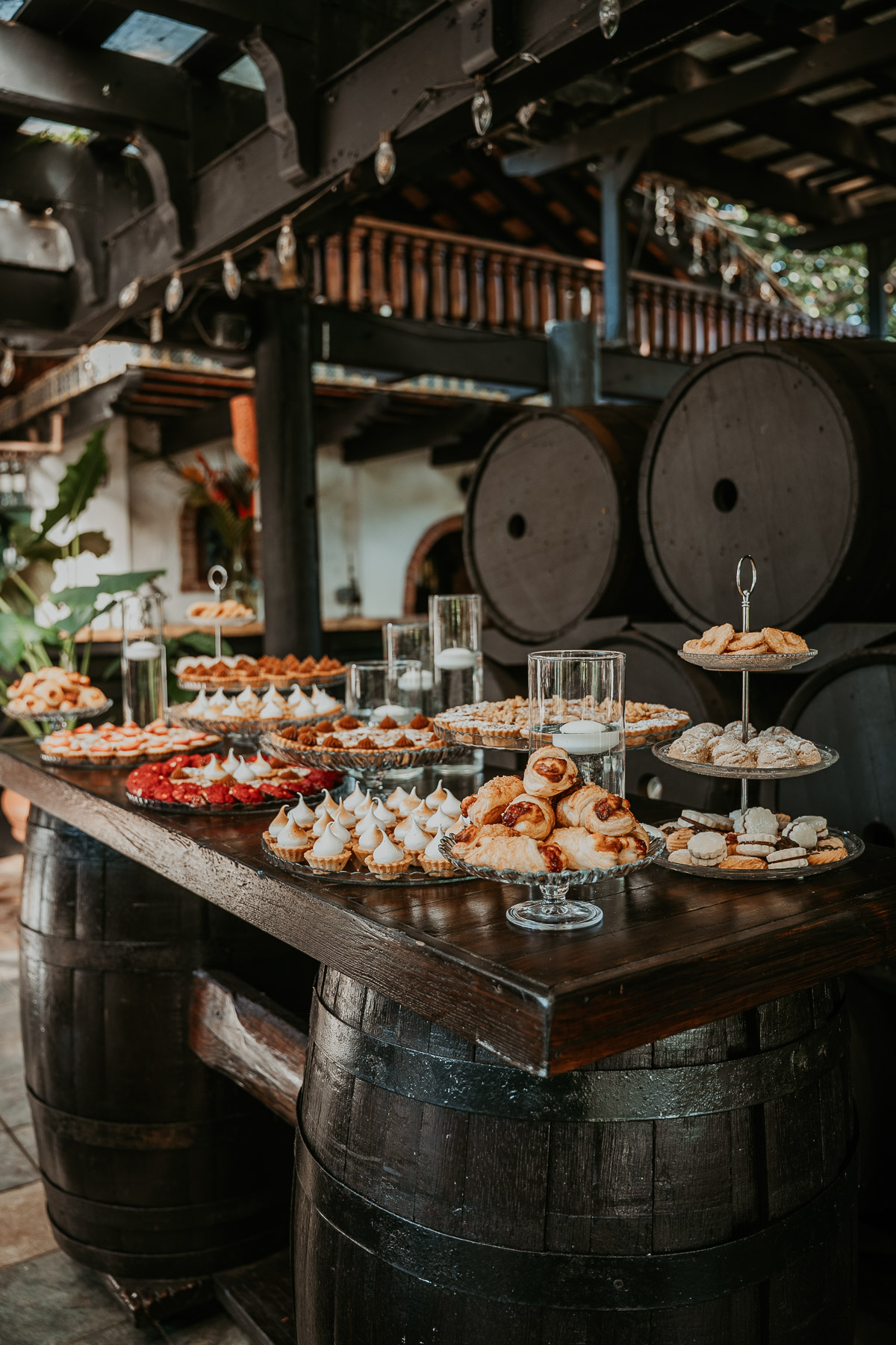 dessert table prepared for the wedding reception