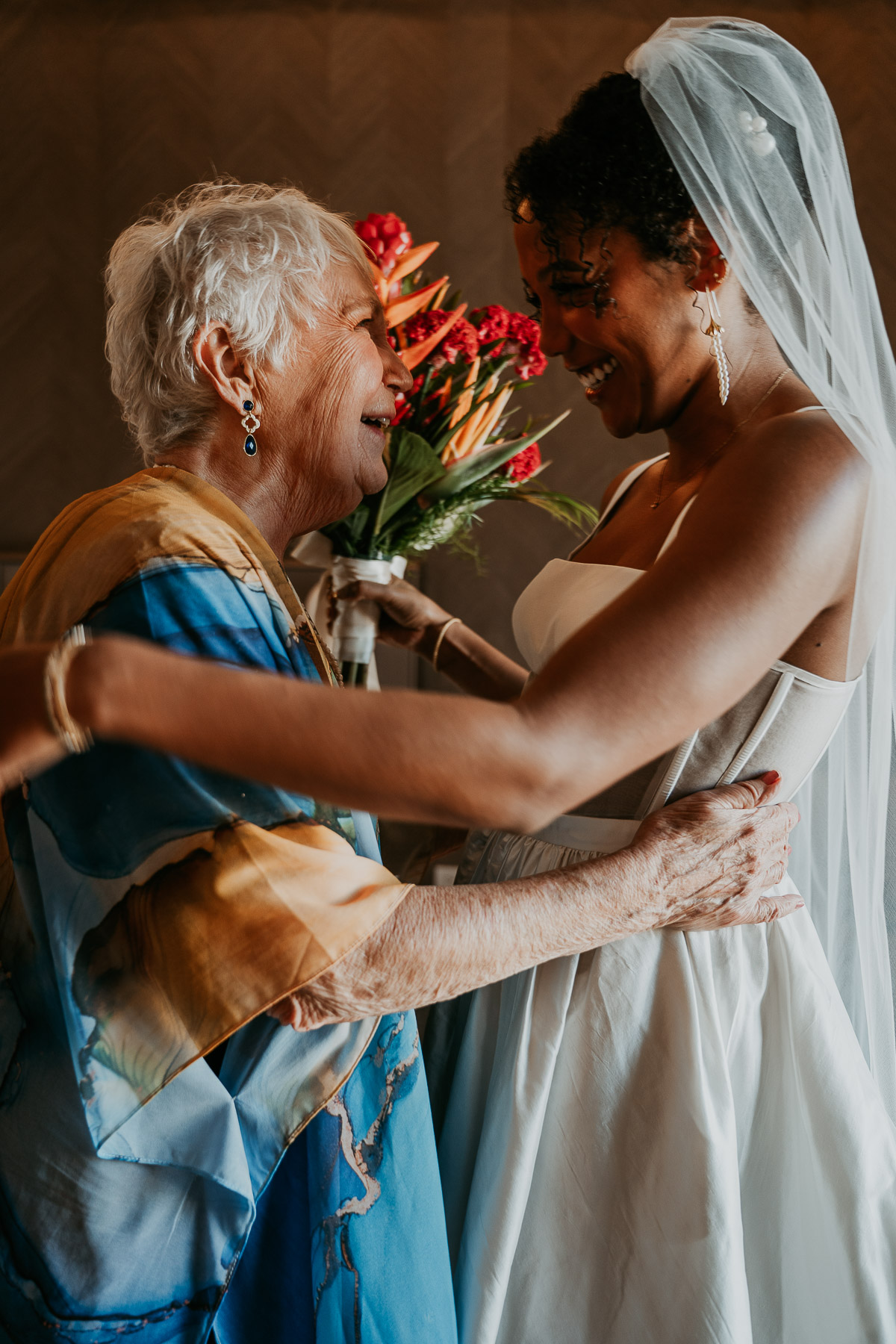 A candid moment bride and her grandmother during her getting ready at Hotel El Convento.