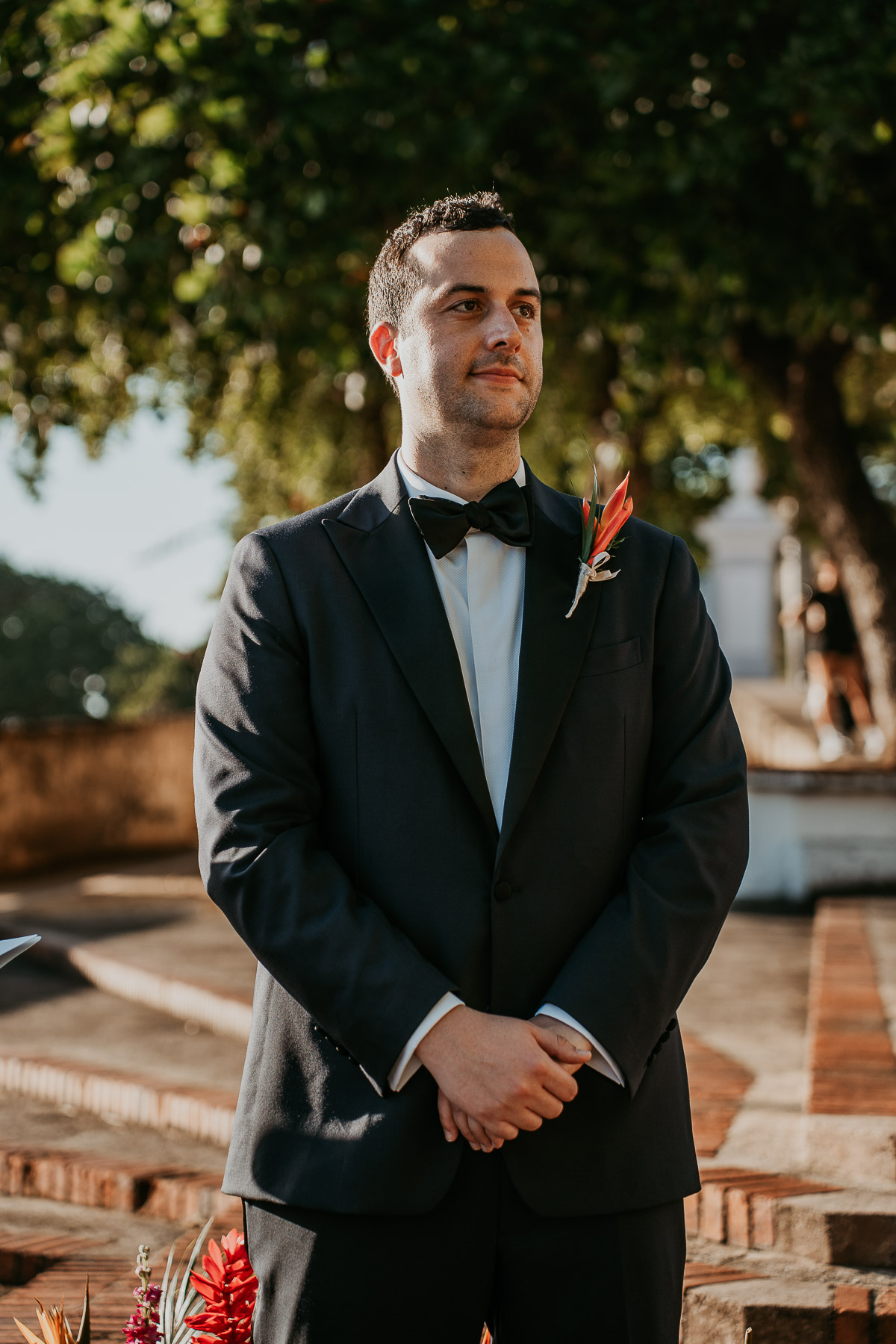 Groom’s emotional reaction during the ceremony at La Rogativa.