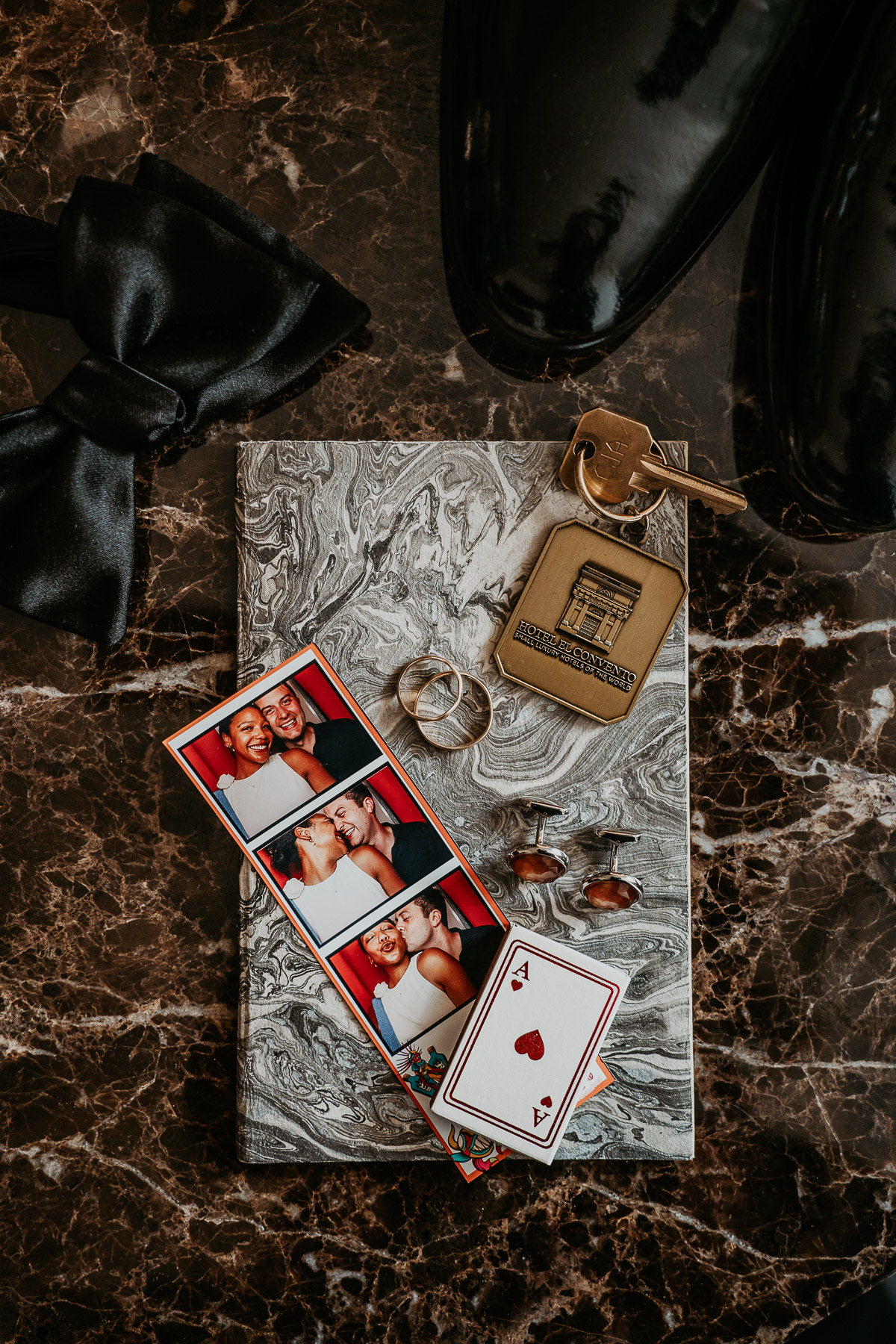 Close-up of groom details at Hotel El Convento.