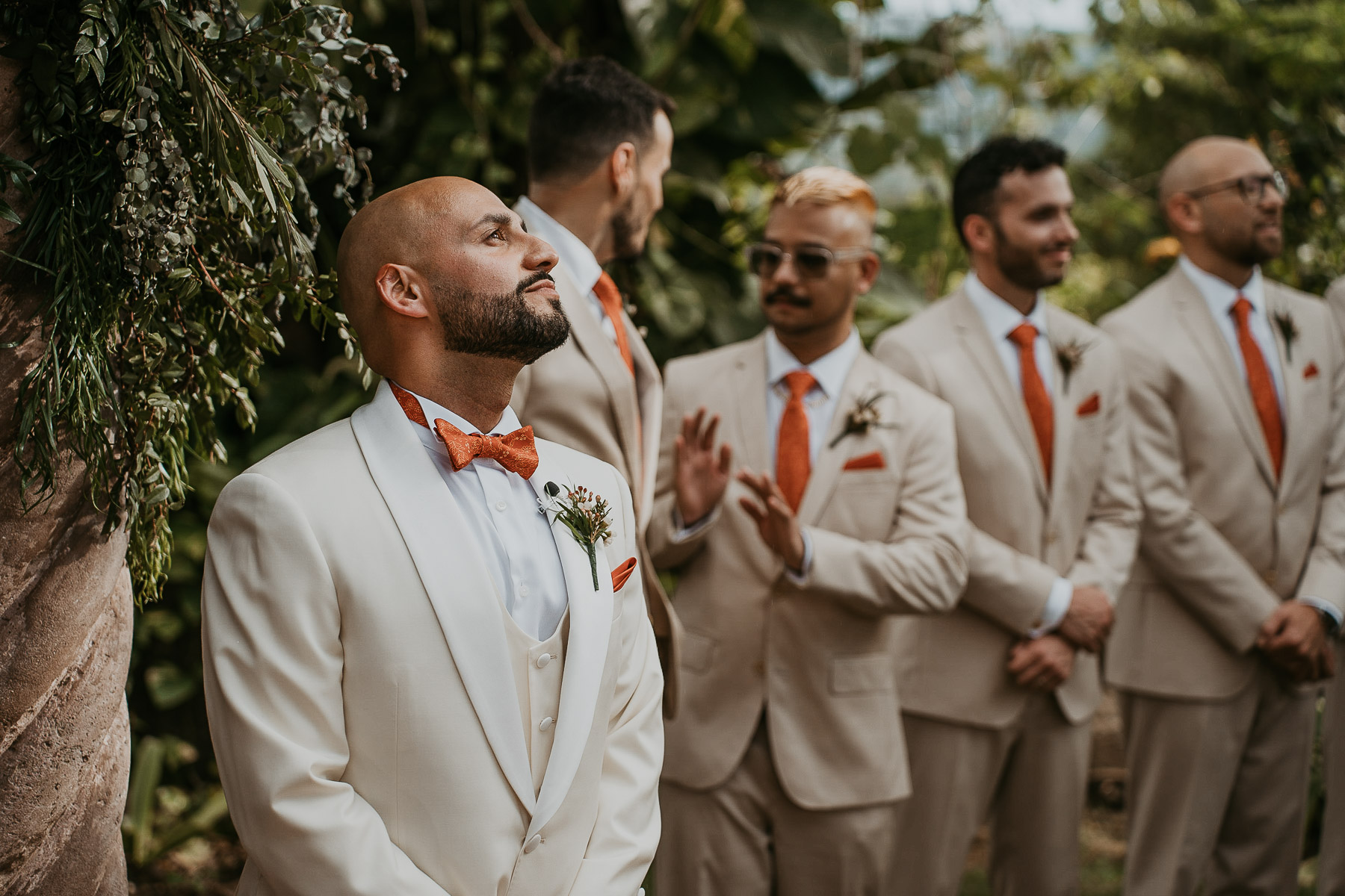 Groom getting emotional as bride walks down the Isle.