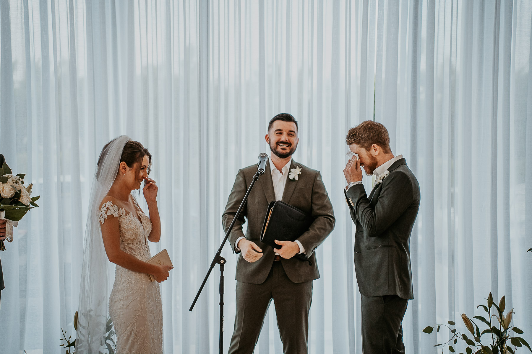 Groom emotional during his wedding day at the Hyatt Regency Grand Reserve.