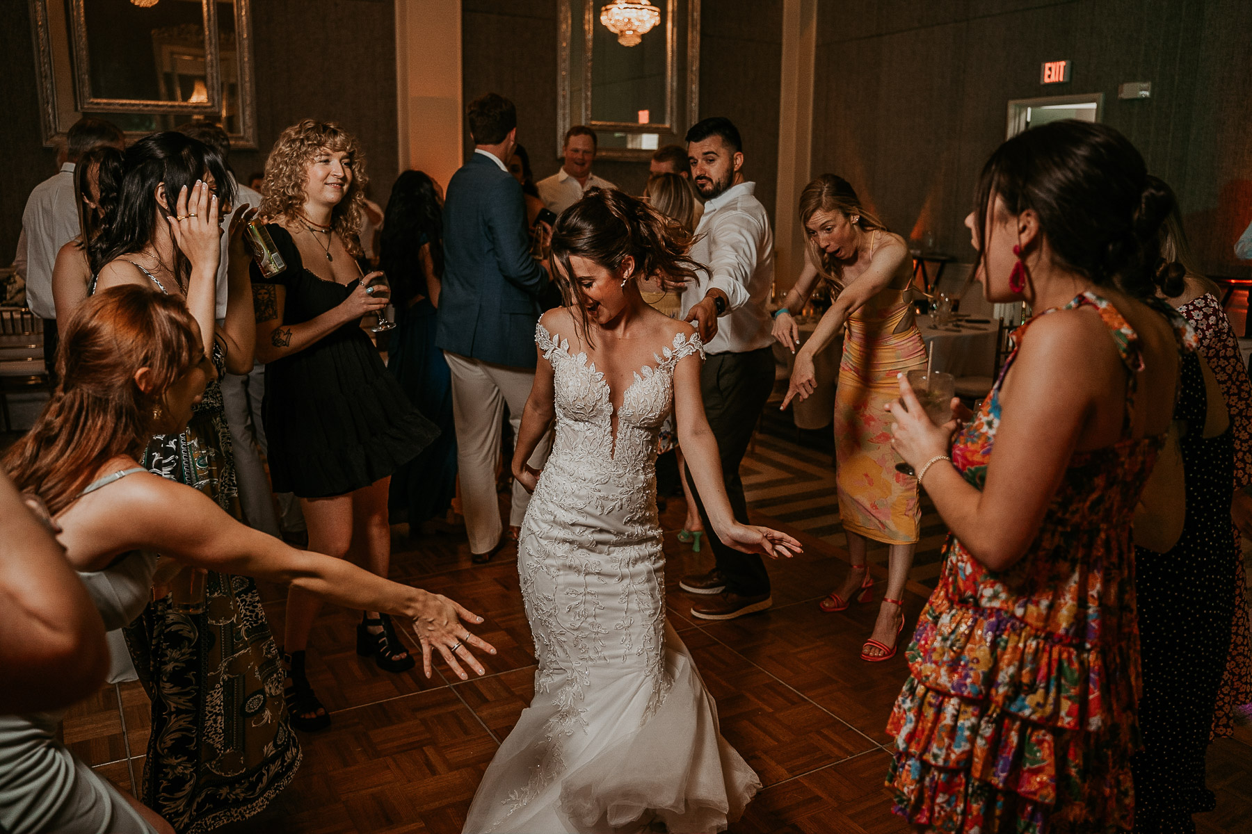 Newlyweds Celebrating Indoors