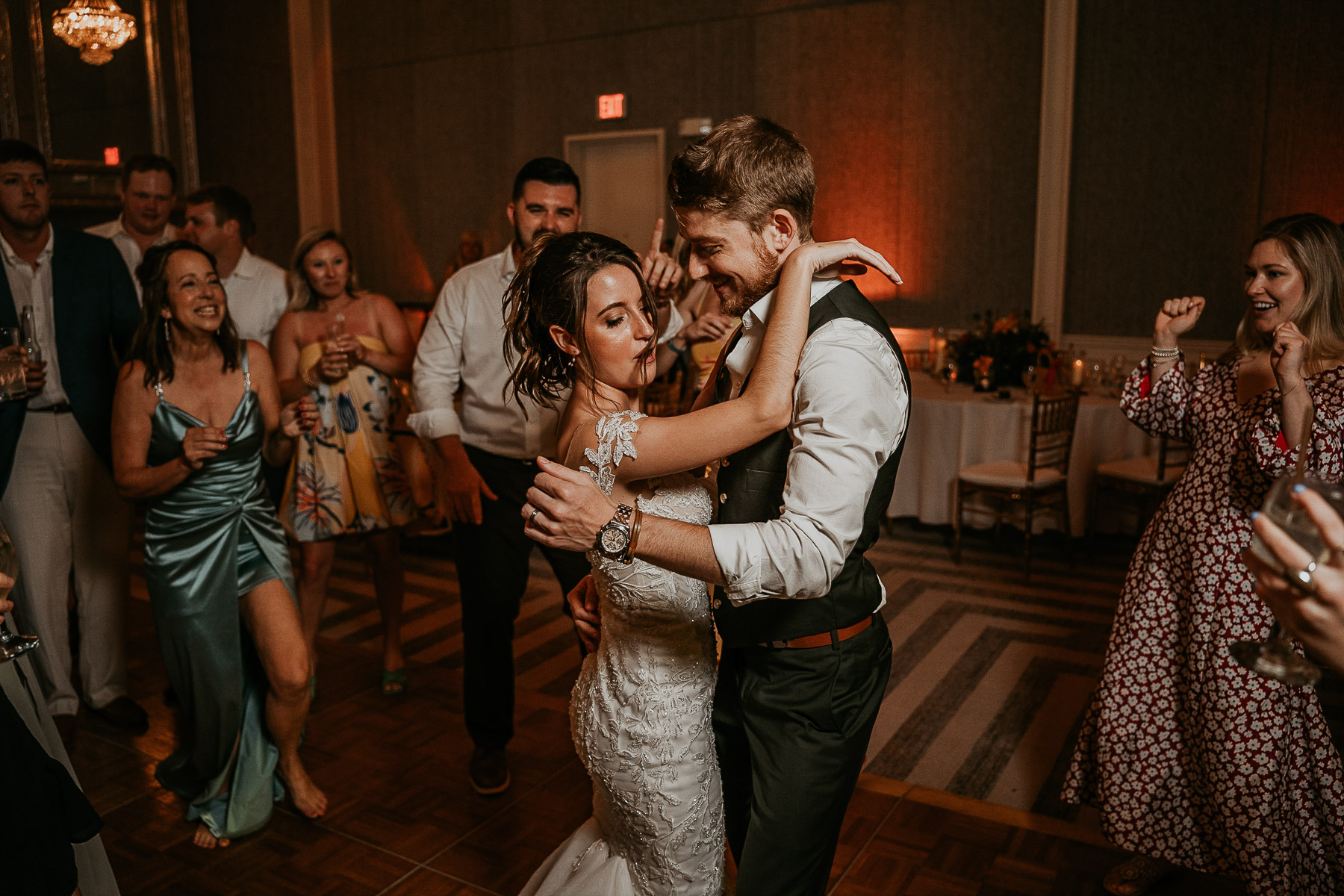 Newlyweds Celebrating Indoors