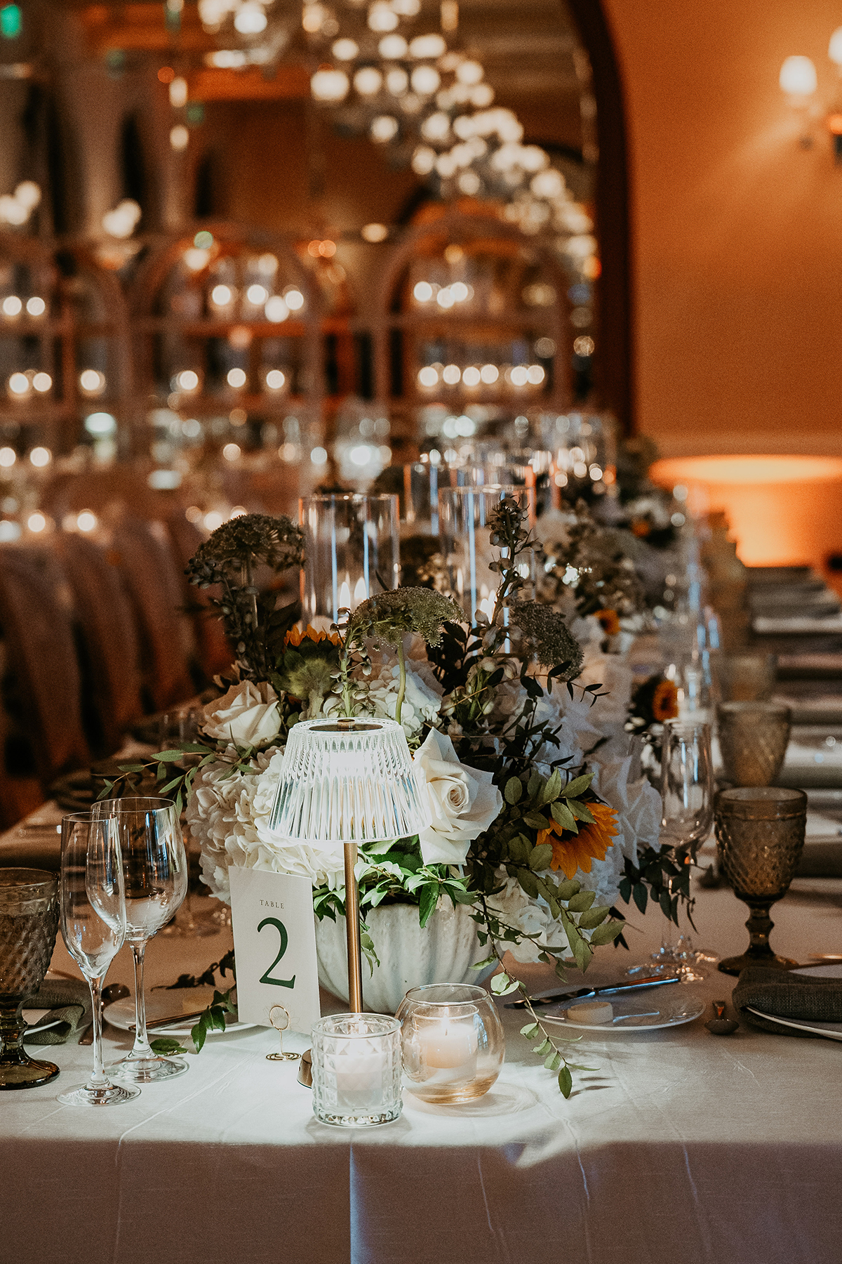 Interior view of wedding table decor complementing the reception design at the Condado Vanderbilt.