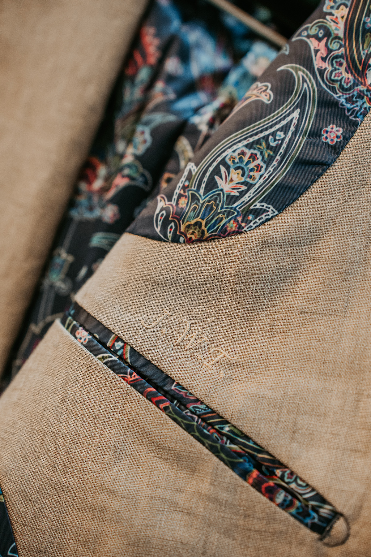 Close-up of a groom's wedding clothes and accessories before his Puerto Rico wedding.