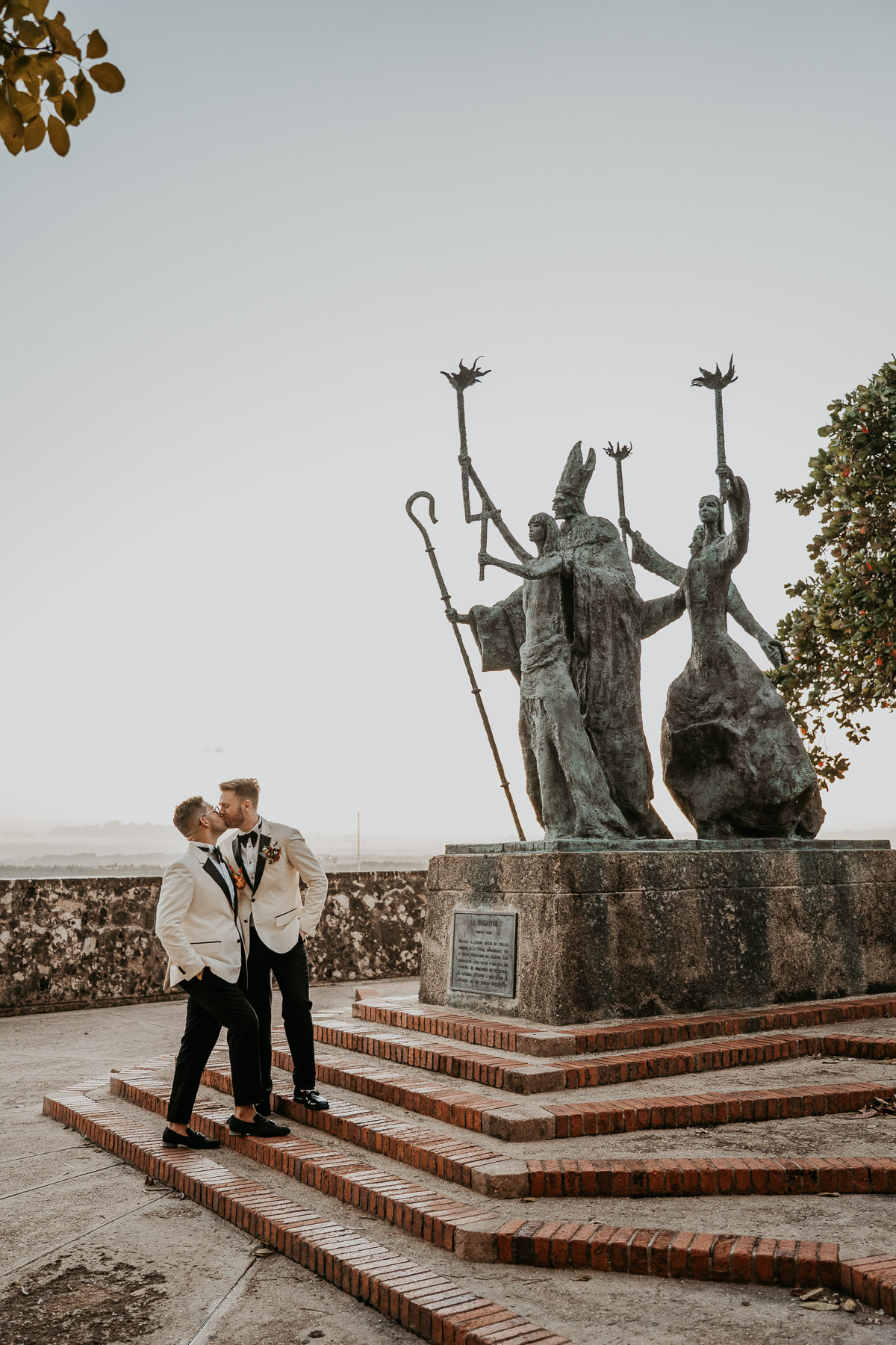 LGBTQ+ wedding couple at La Rogativa in Old San Juan