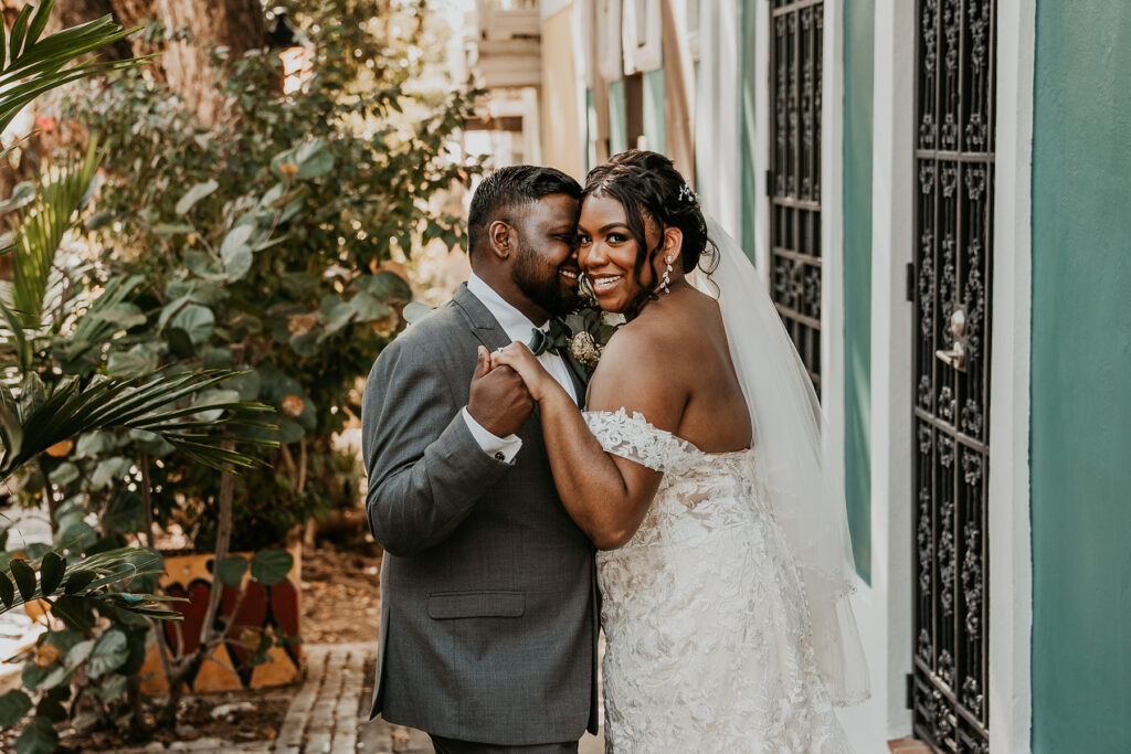 Couple during their wedding at Old San Juan streets