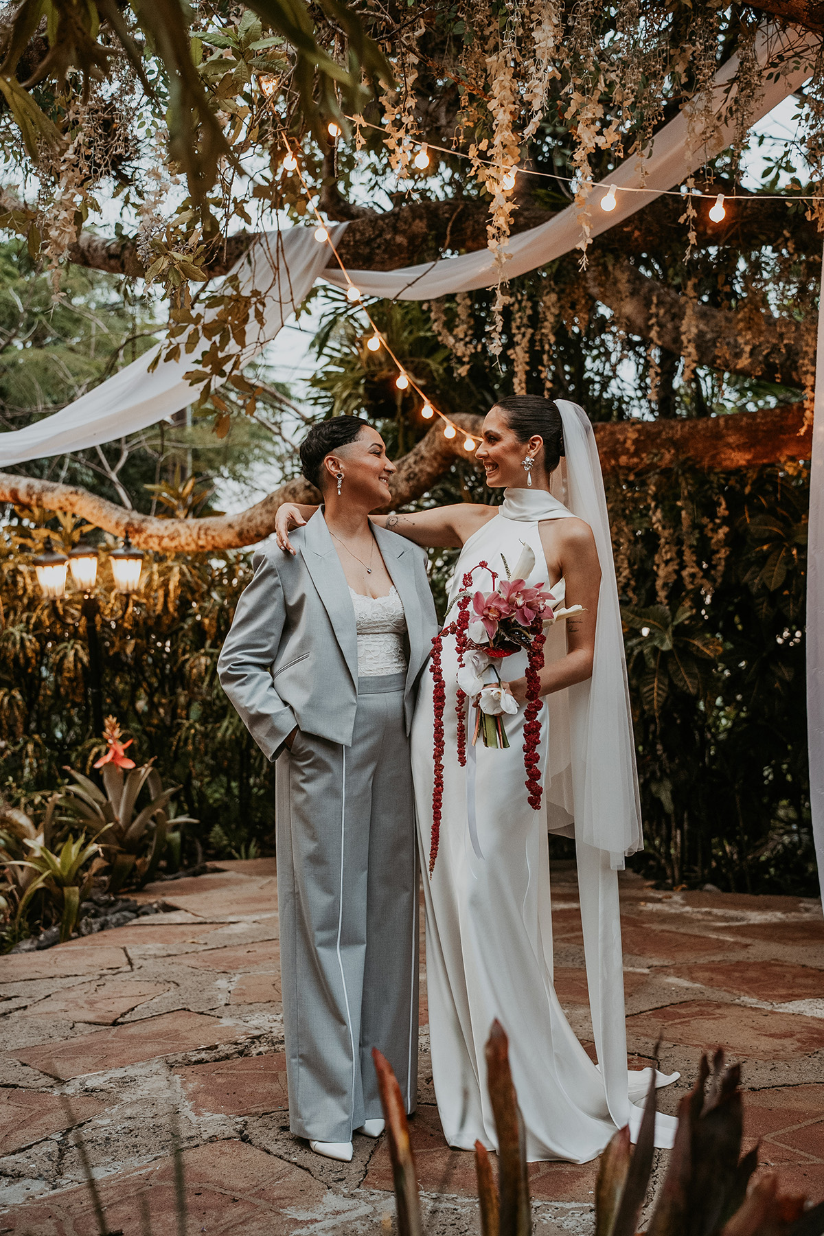 Newlywed couple laughing together after their Puerto Rico wedding