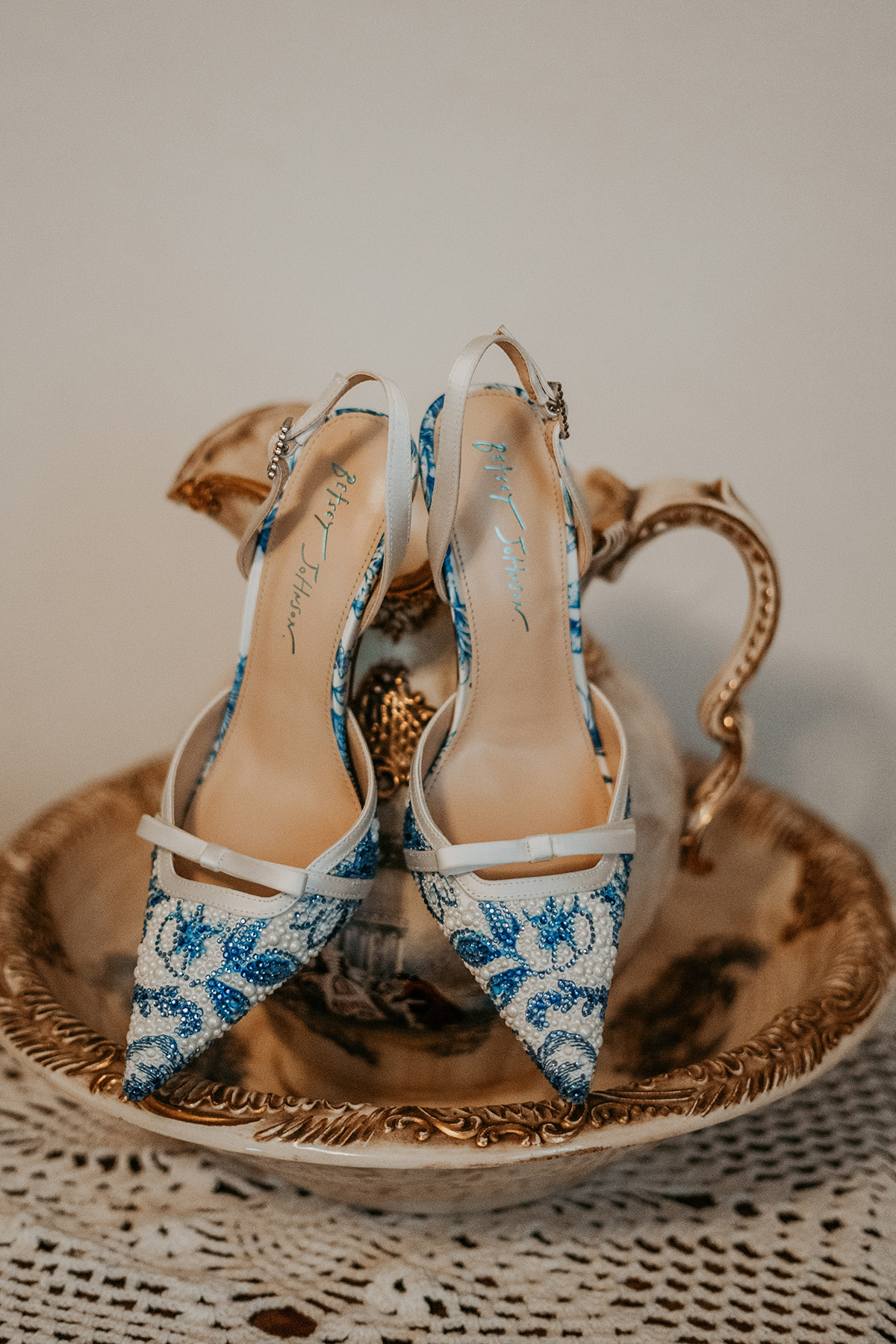 Close-up of wedding shoes