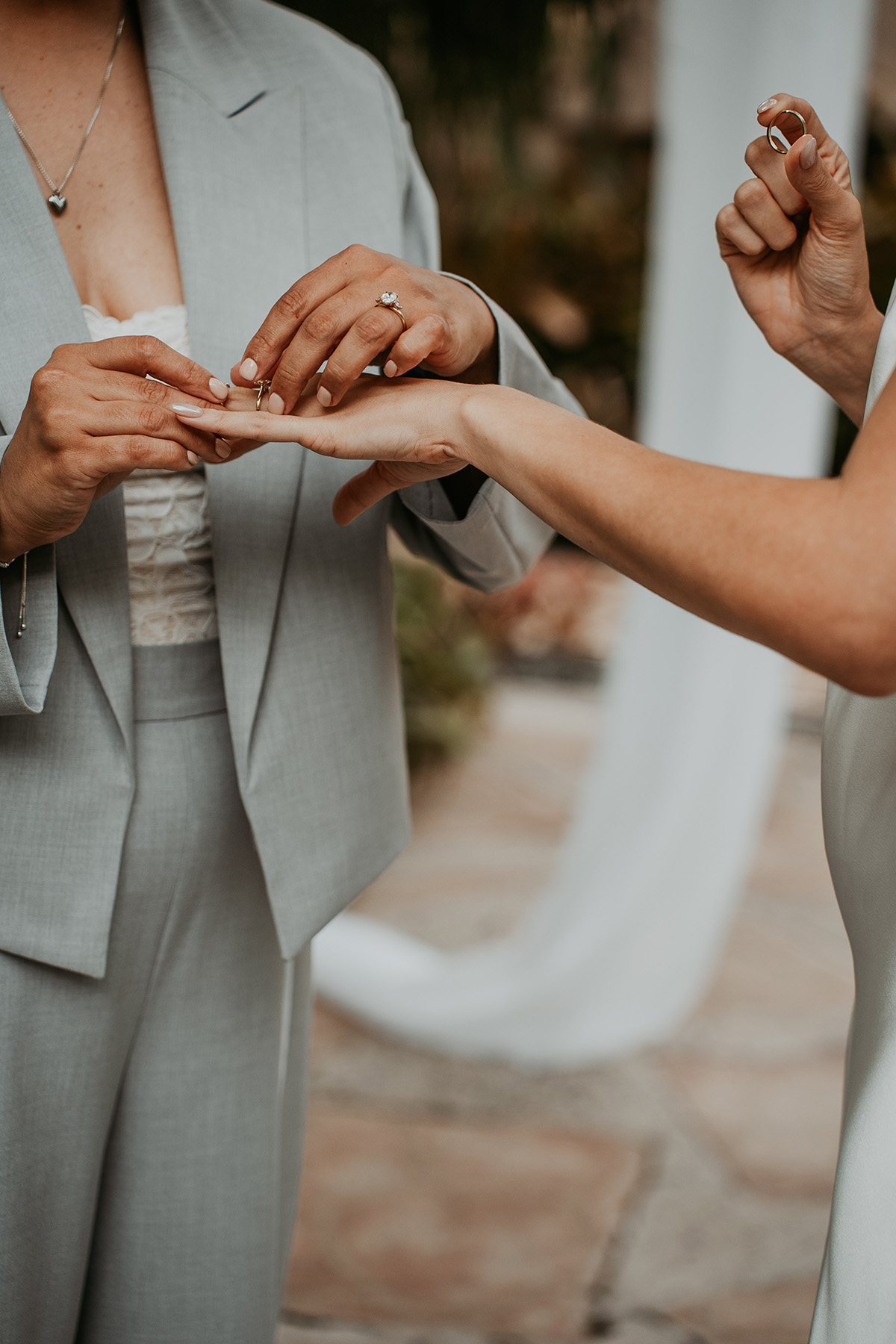 Wedding rings being exchanged during an intimate ceremony in Puerto Rico