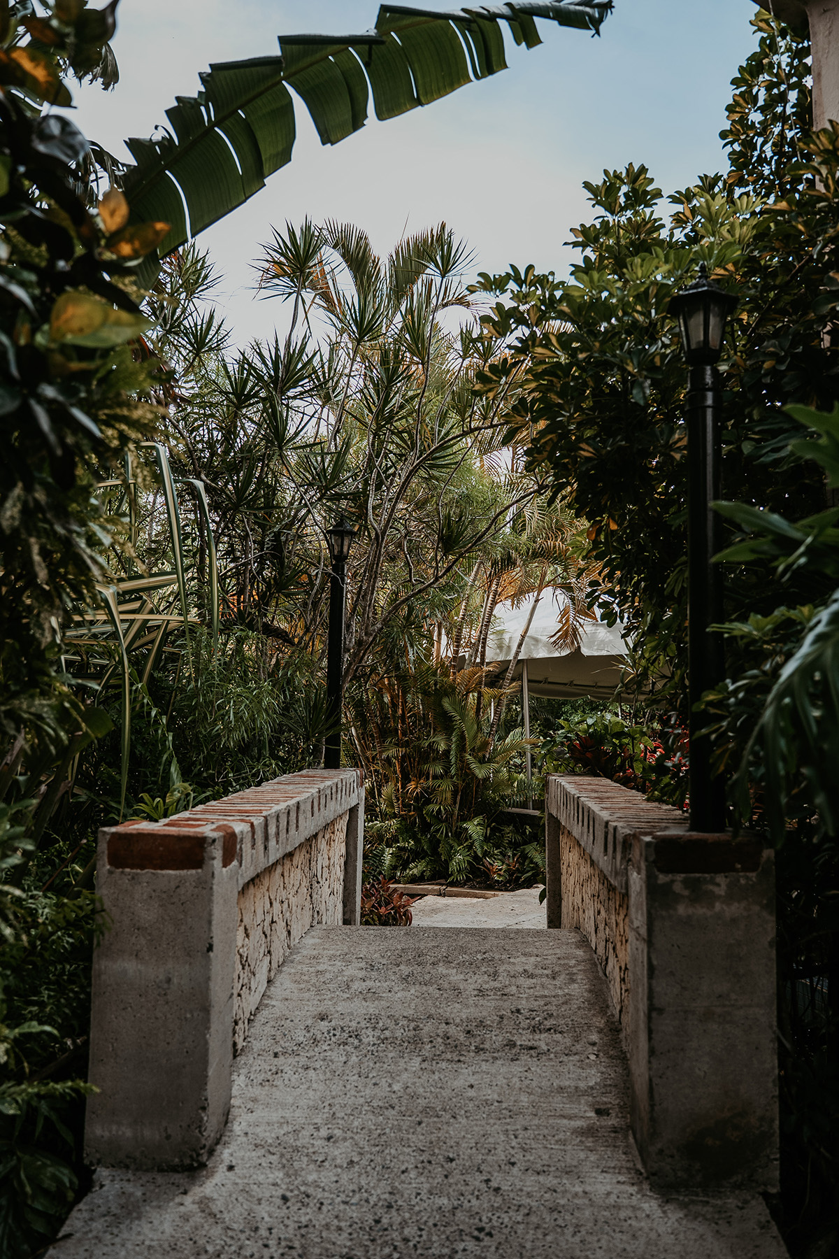 Garden setting at Jardines del Castillo for an intimate Puerto Rico wedding