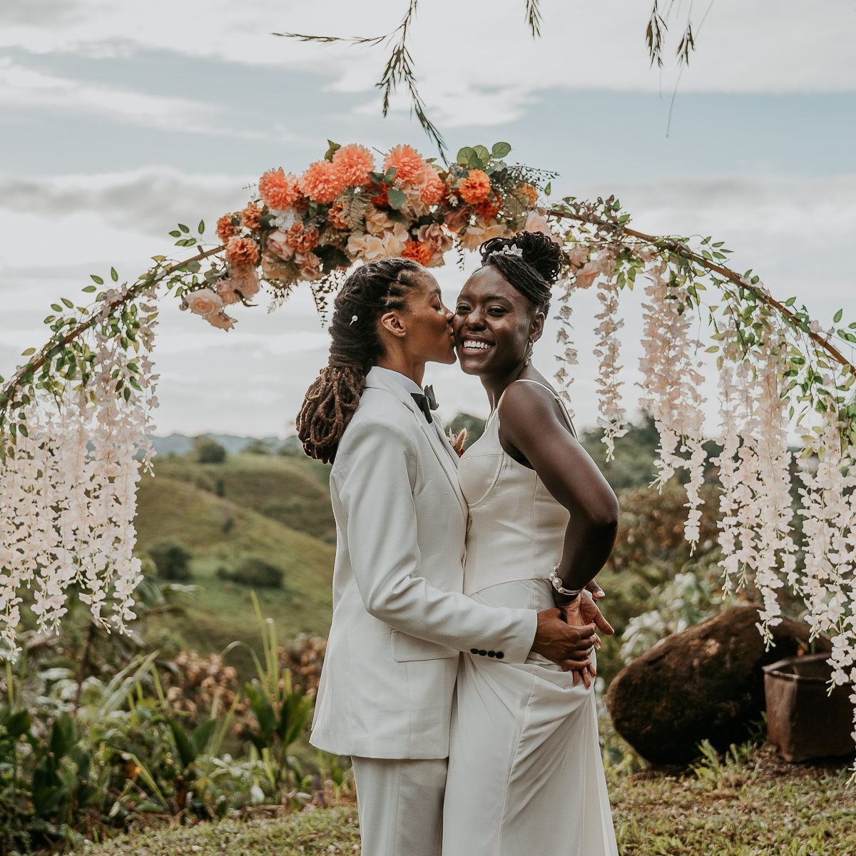 Black lesbian couple mountain elopement