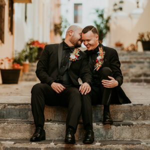 Gay couple photography session on streets of Old San Juan Puerto Rico