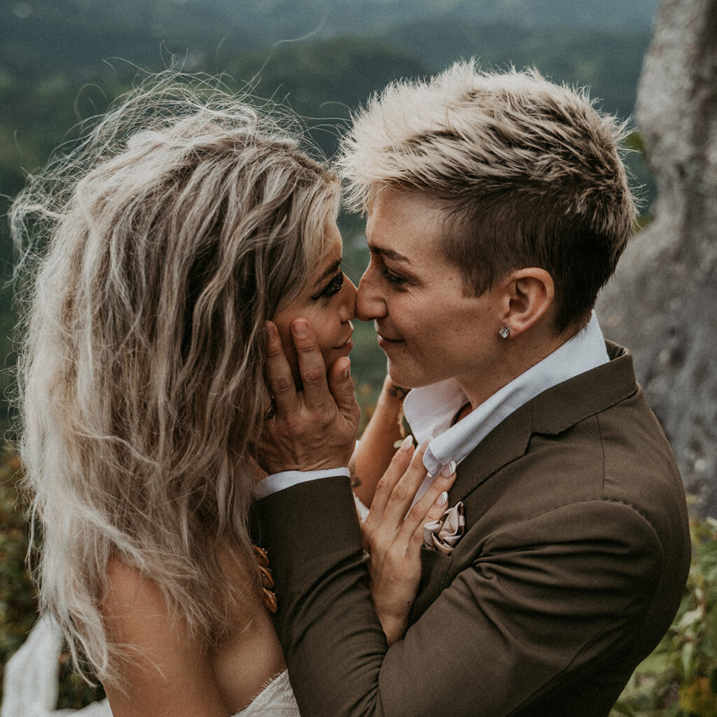 Lesbian couple mountain adventure session