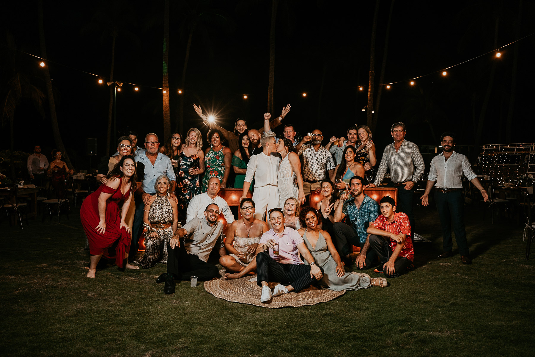 Group photo during Copamarina Beach Resort LGBTQ+ Wedding.