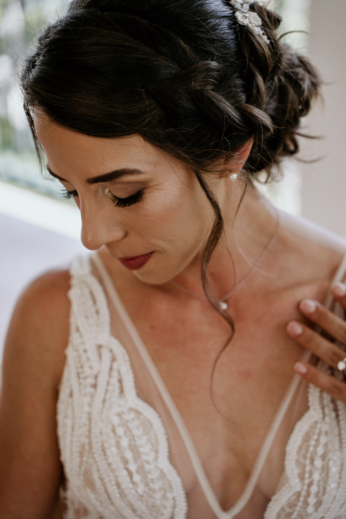 Portrait of bride during LGBTQ+ wedding at Copamarina Beach Resort.