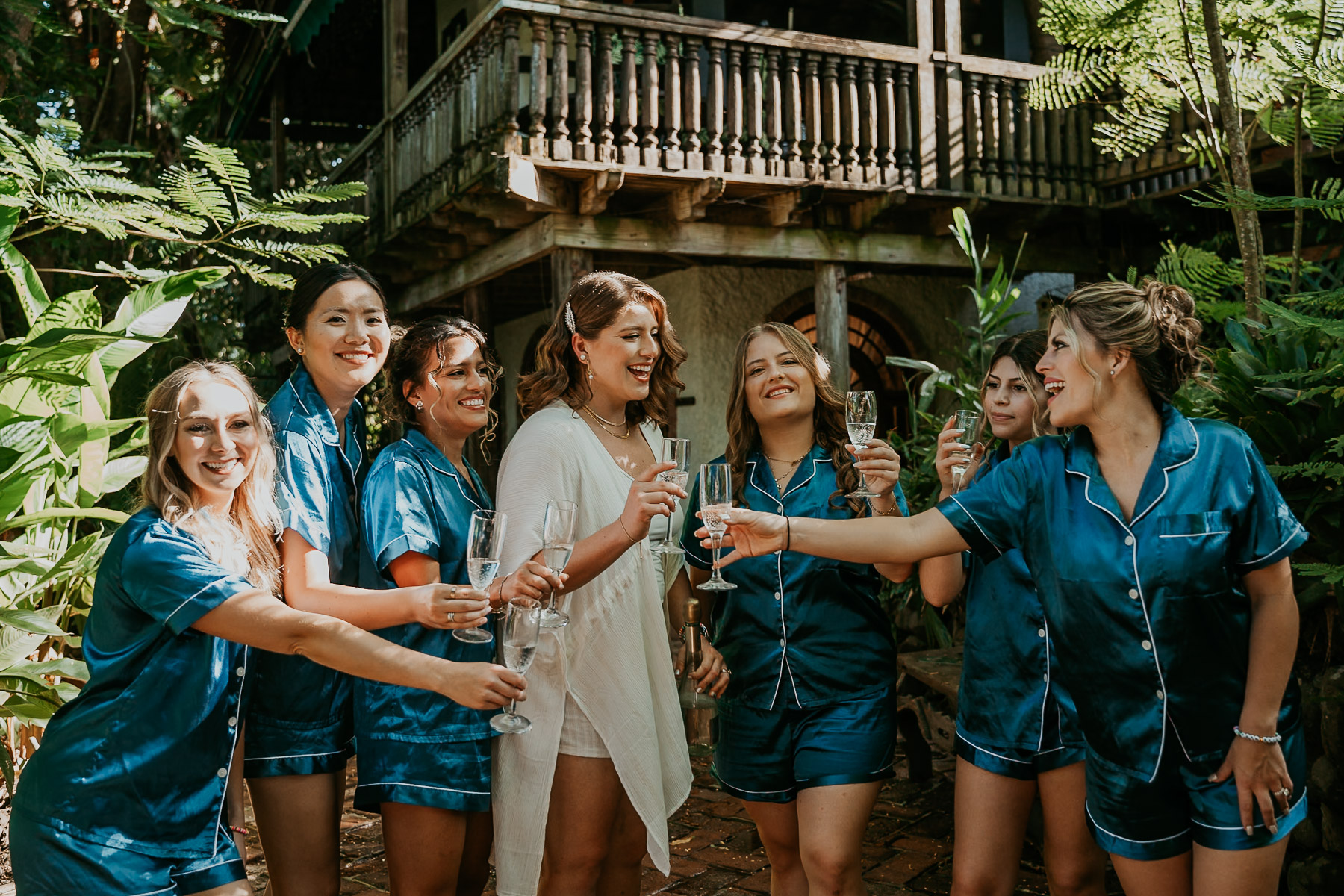 Wedding party toasting