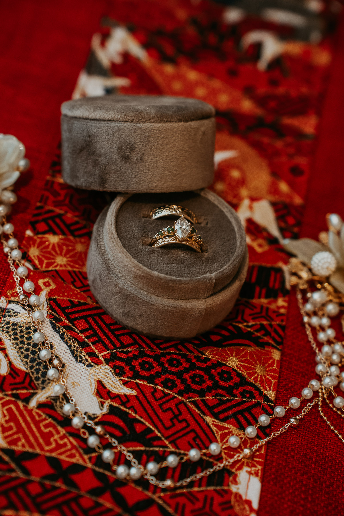 Close up shot of wedding bands.