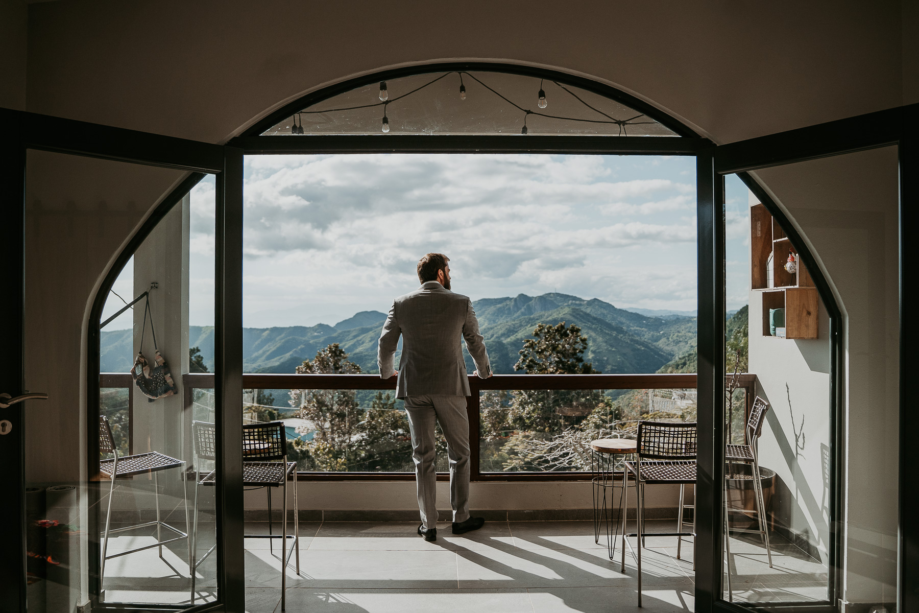 Groom at micro wedding at El Pretexto