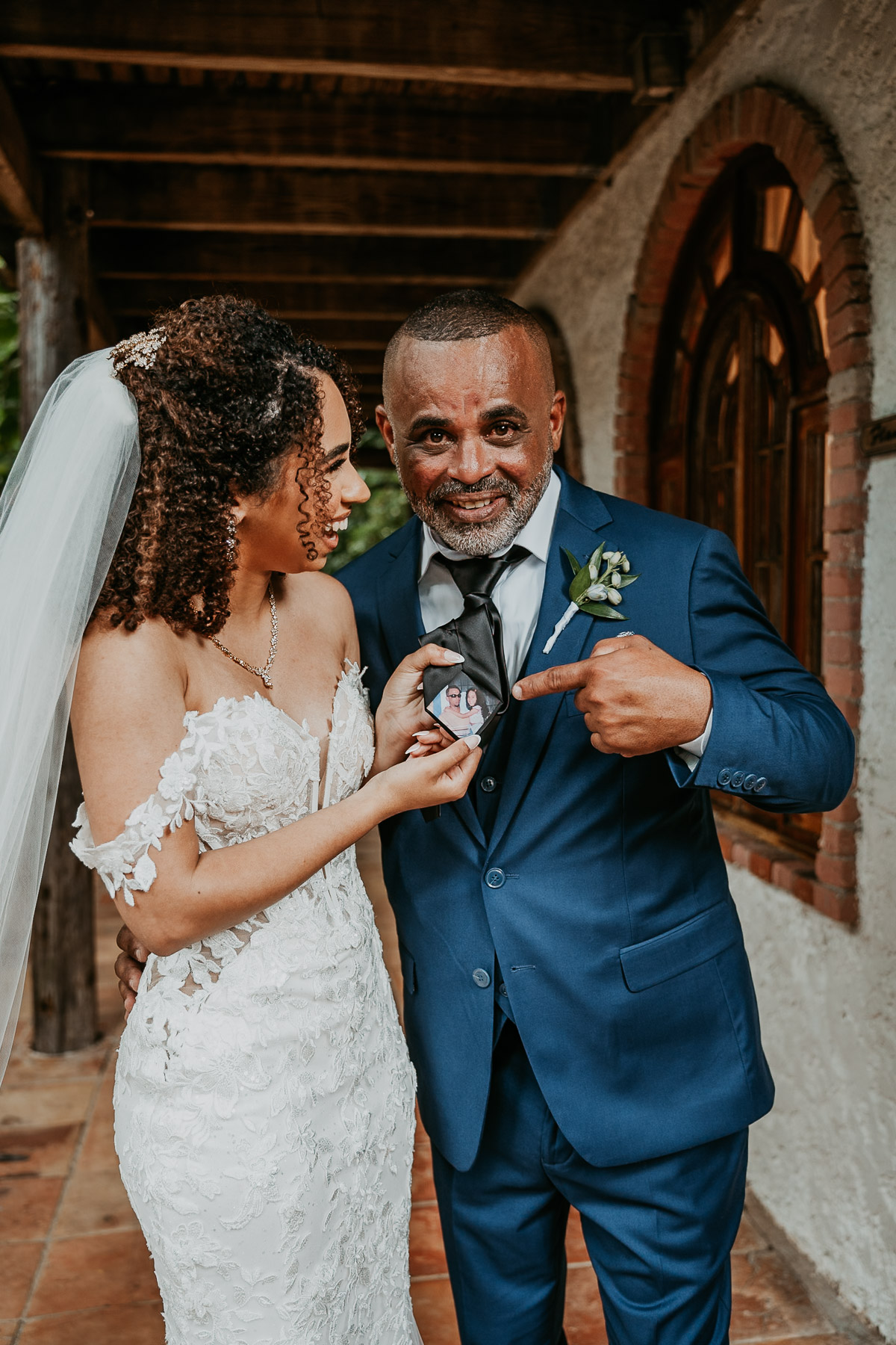 Bride and dad first look before her wedding ceremony at Hacienda Siesta Alegre.