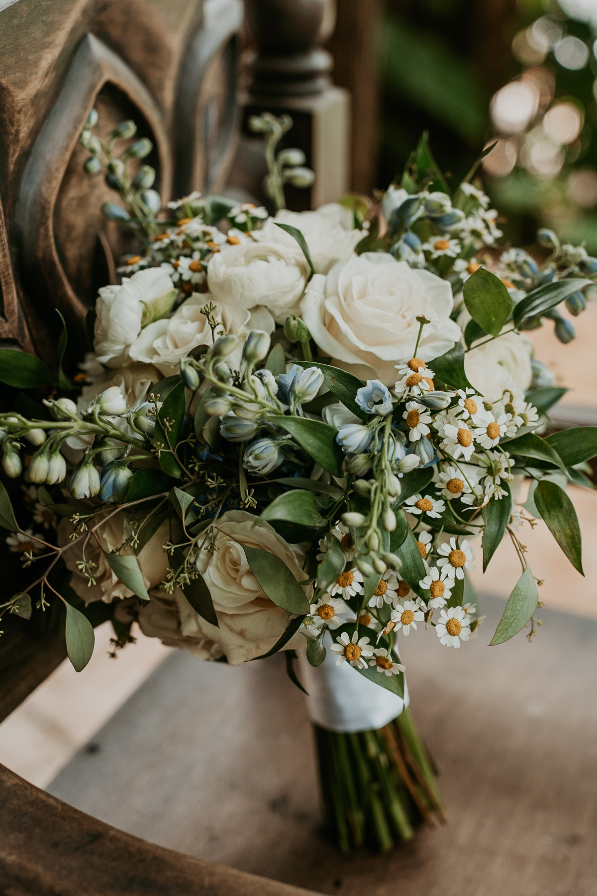 Details of flower white bouquet for a wedding at Hacienda Siesta Alegre