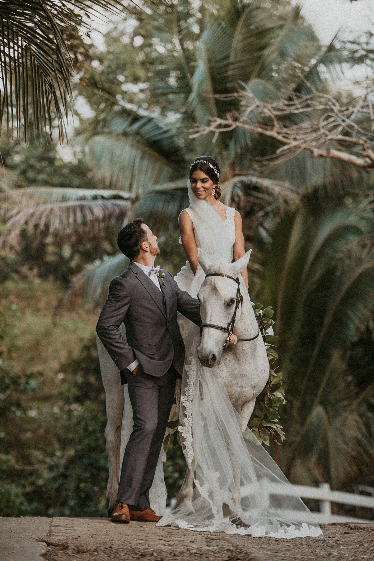 Bride on a Horse at Hacienda Siesta Alegre Romantic Wedding in Puerto. Rico