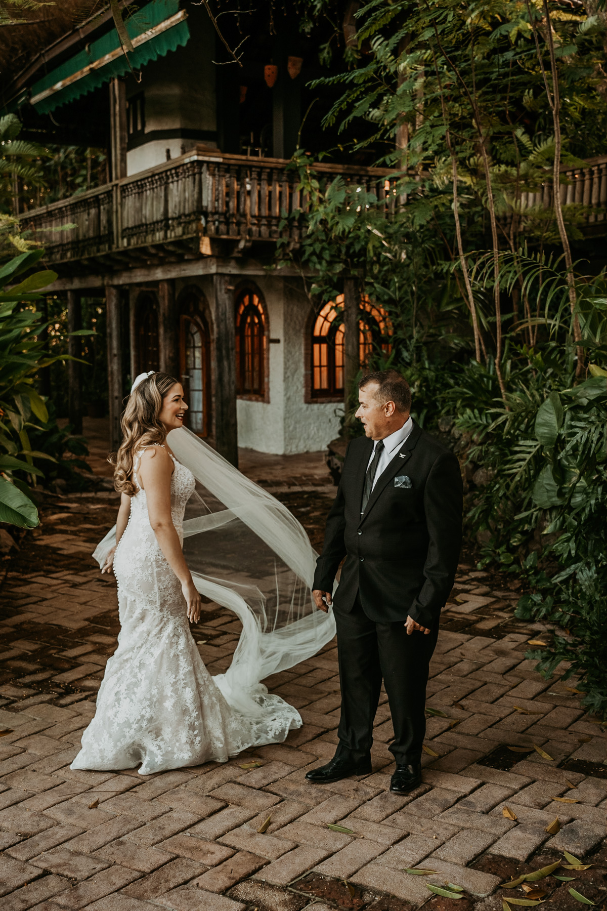 Dad and bride first look Hacienda Siesta Alegre for Destination Wedding