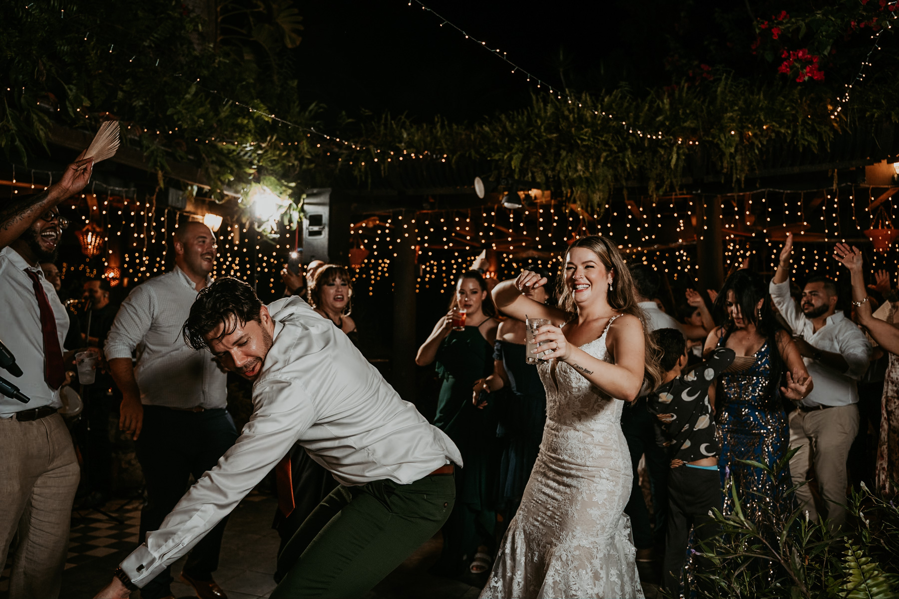 Bride and groom dancing at Hacienda Siesta Alegre for Destination Weddings