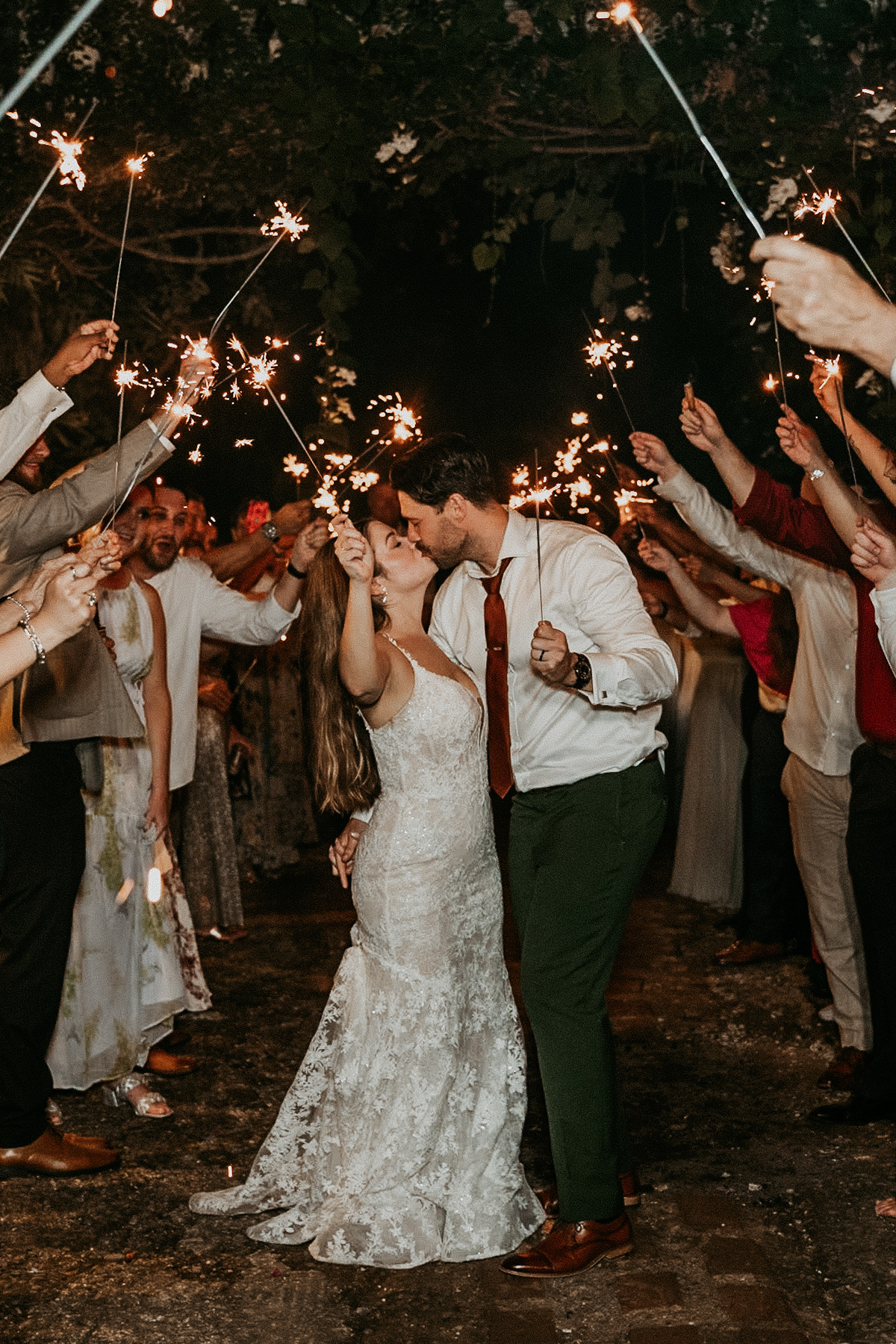 Sparklers sendoff at Hacienda Siesta Alegre for Destination Weddings